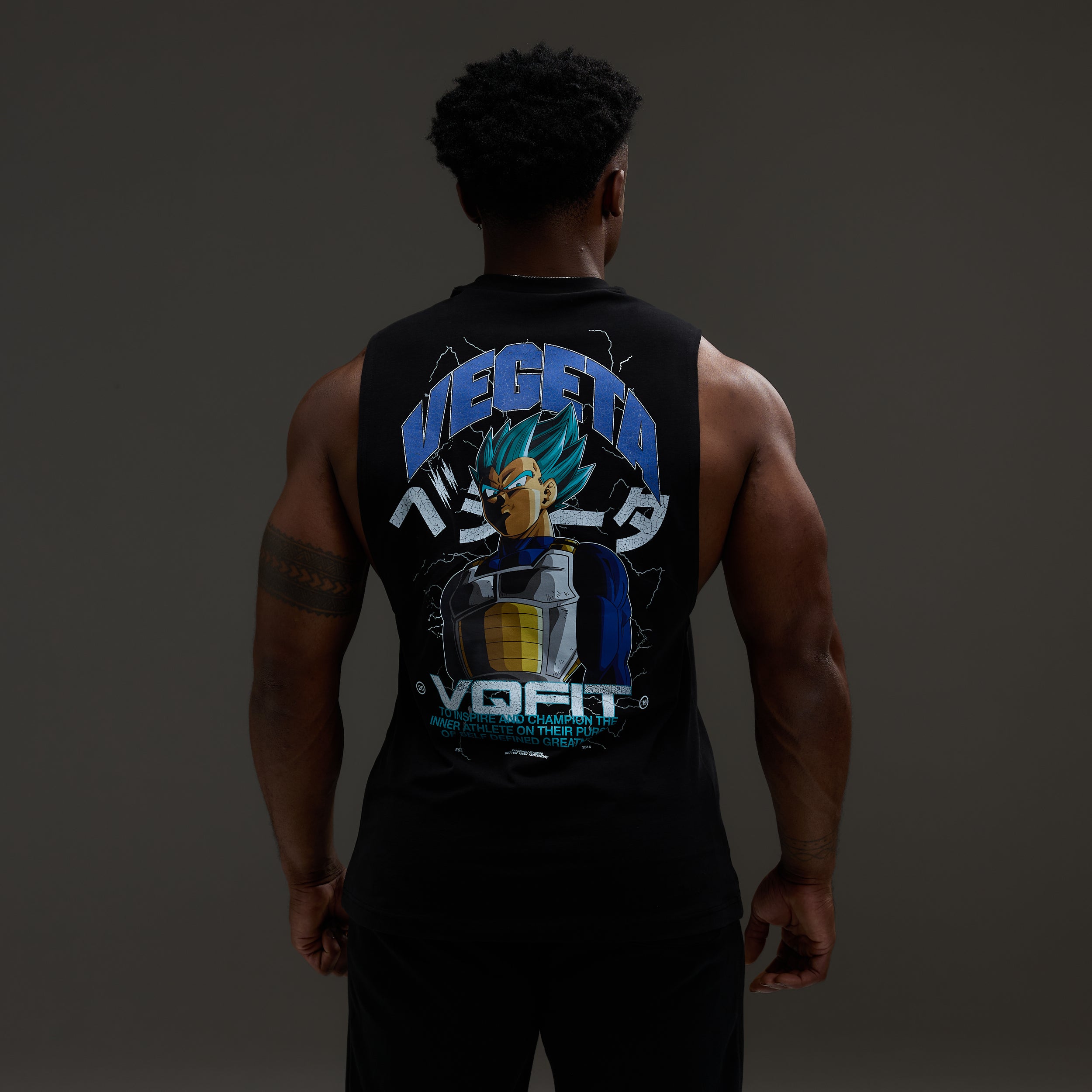Vanquish DBS Vegeta SSGSS Black Oversized Sleeveless T Shirt