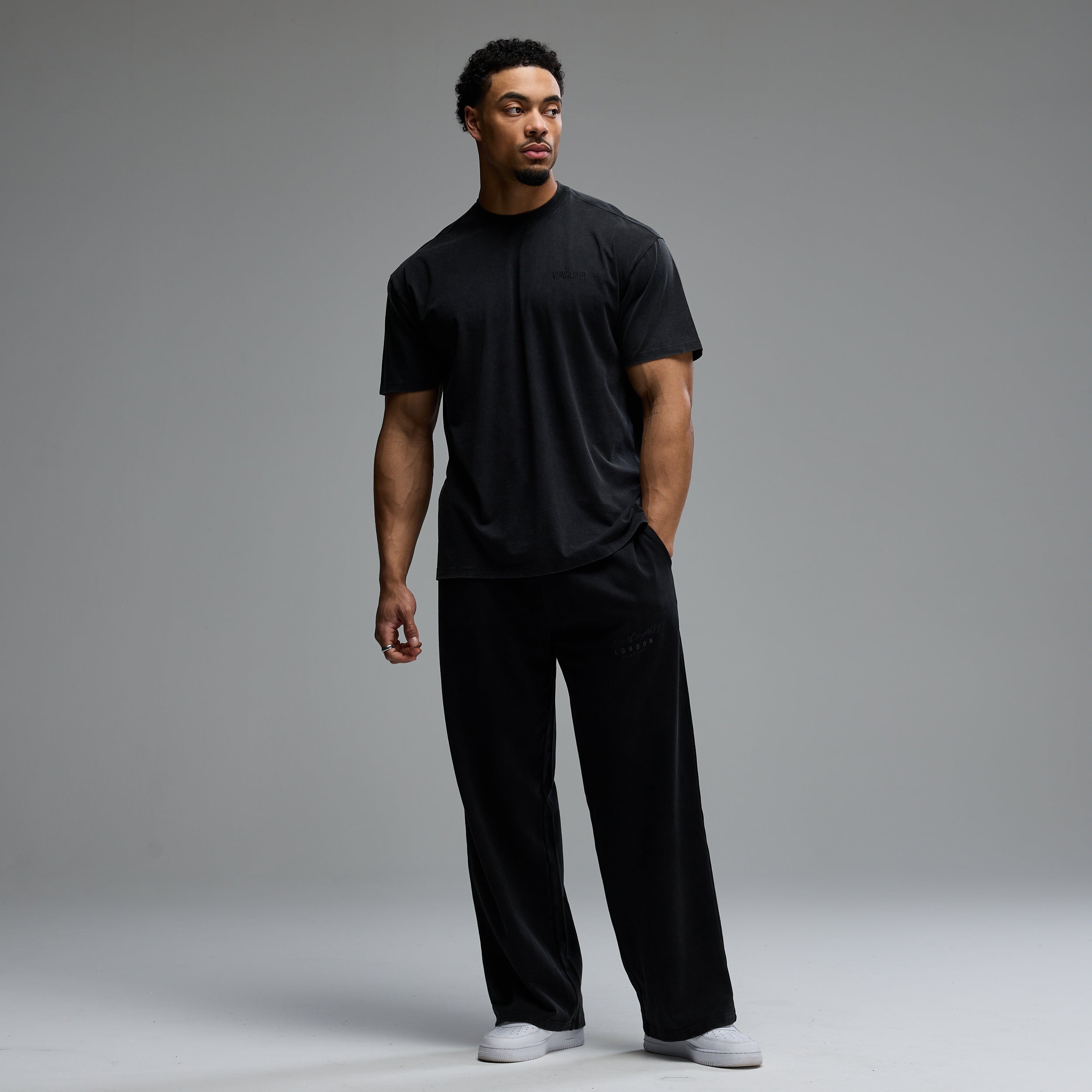 Vanquish x JBeast Black Marble Bodybuilding Baggy Pants