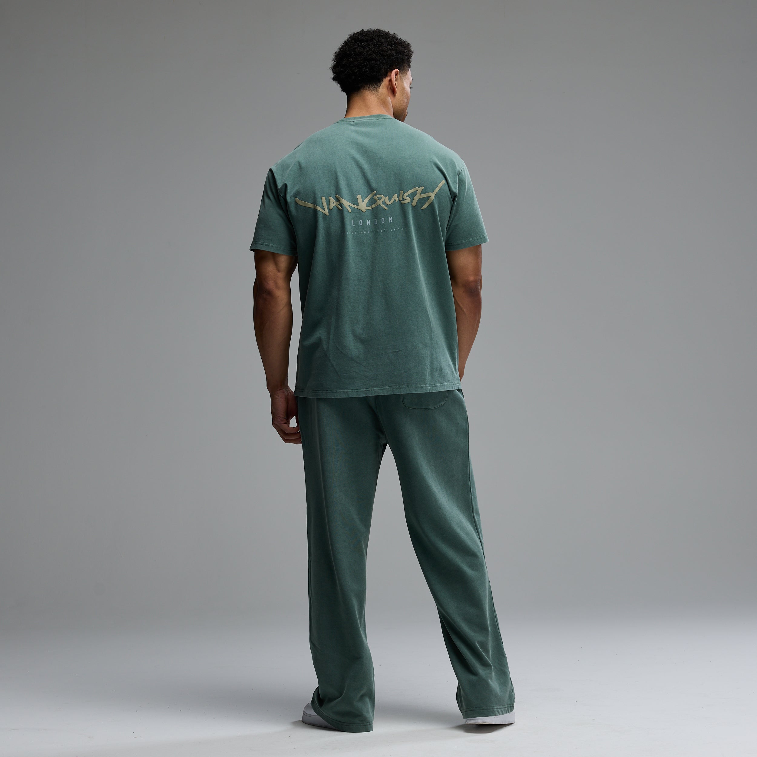 GRAFFITI WASHED SAGE STRAIGHT LEG SWEATPANTS