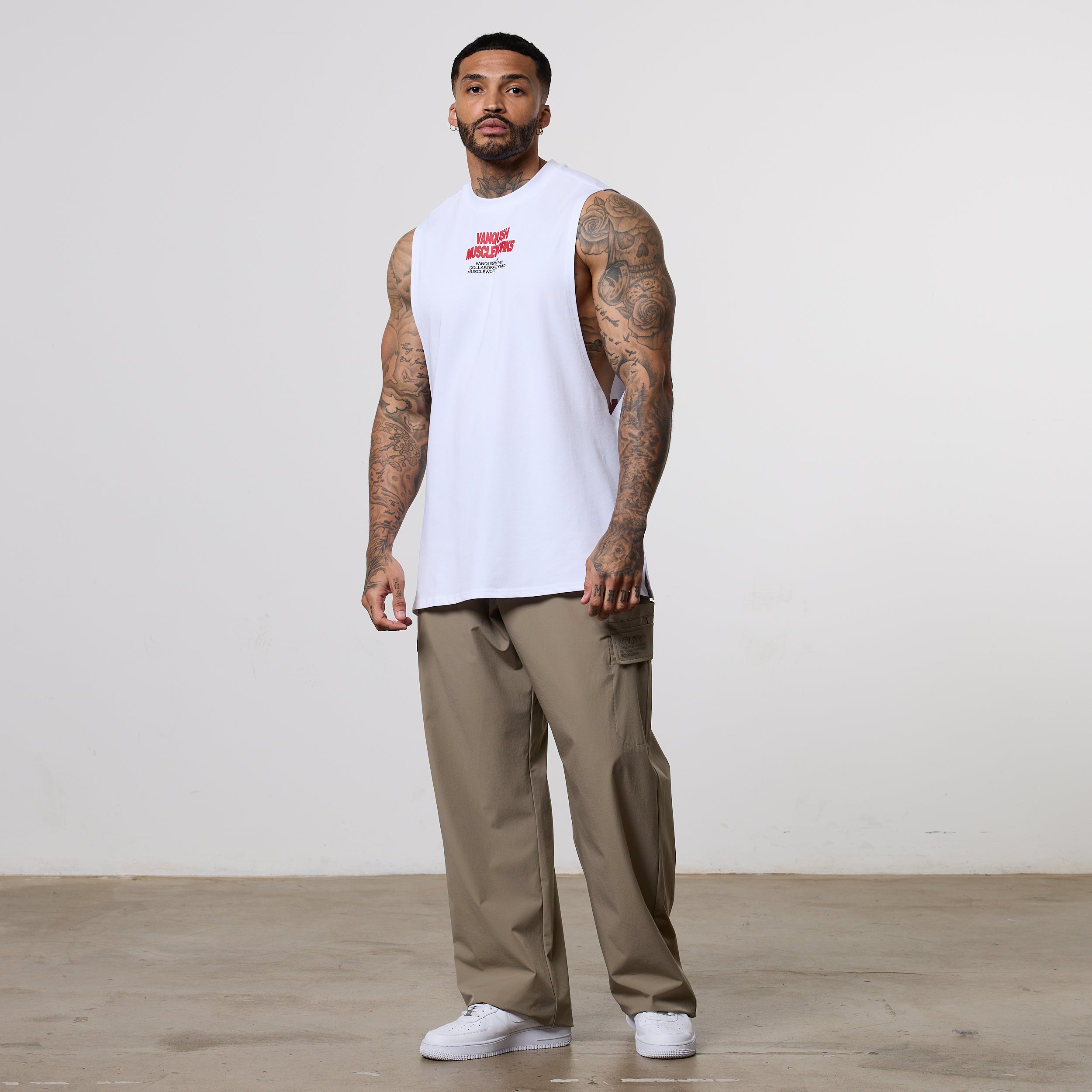 Vanquish x Muscleworks White Sleeveless T-Shirt