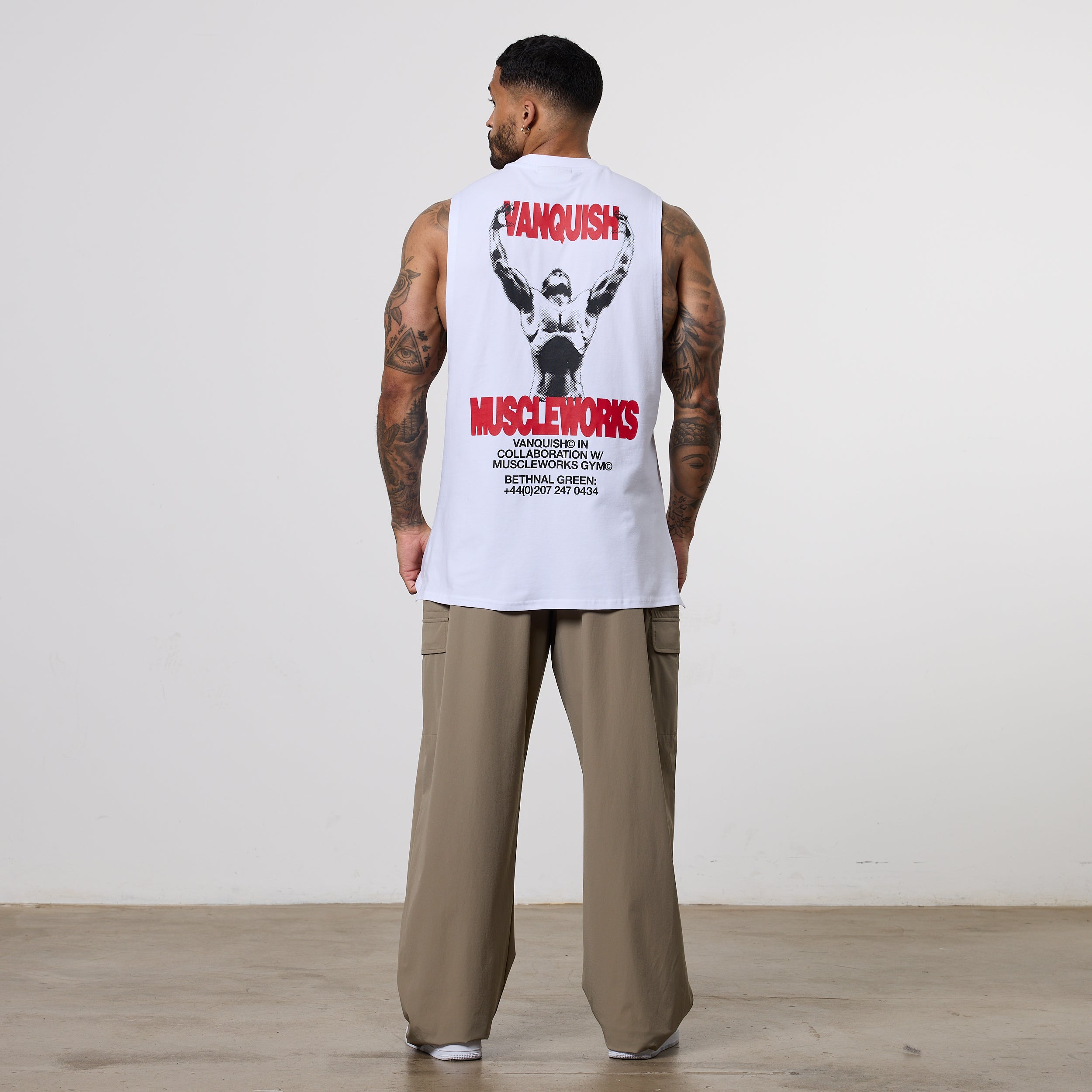 Vanquish x Muscleworks White Sleeveless T-Shirt