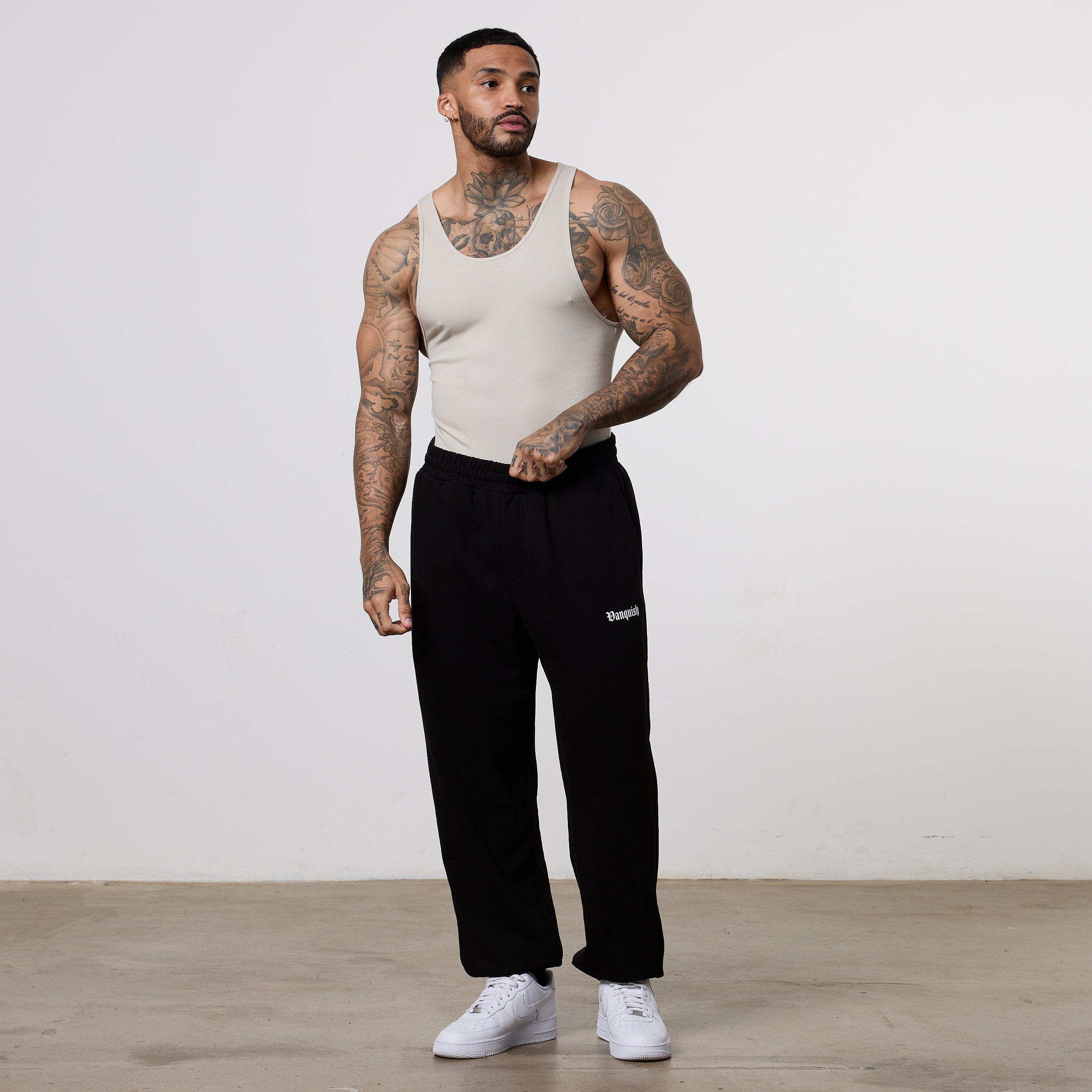 Vanquish Dark Script Black Oversized Sweatpants