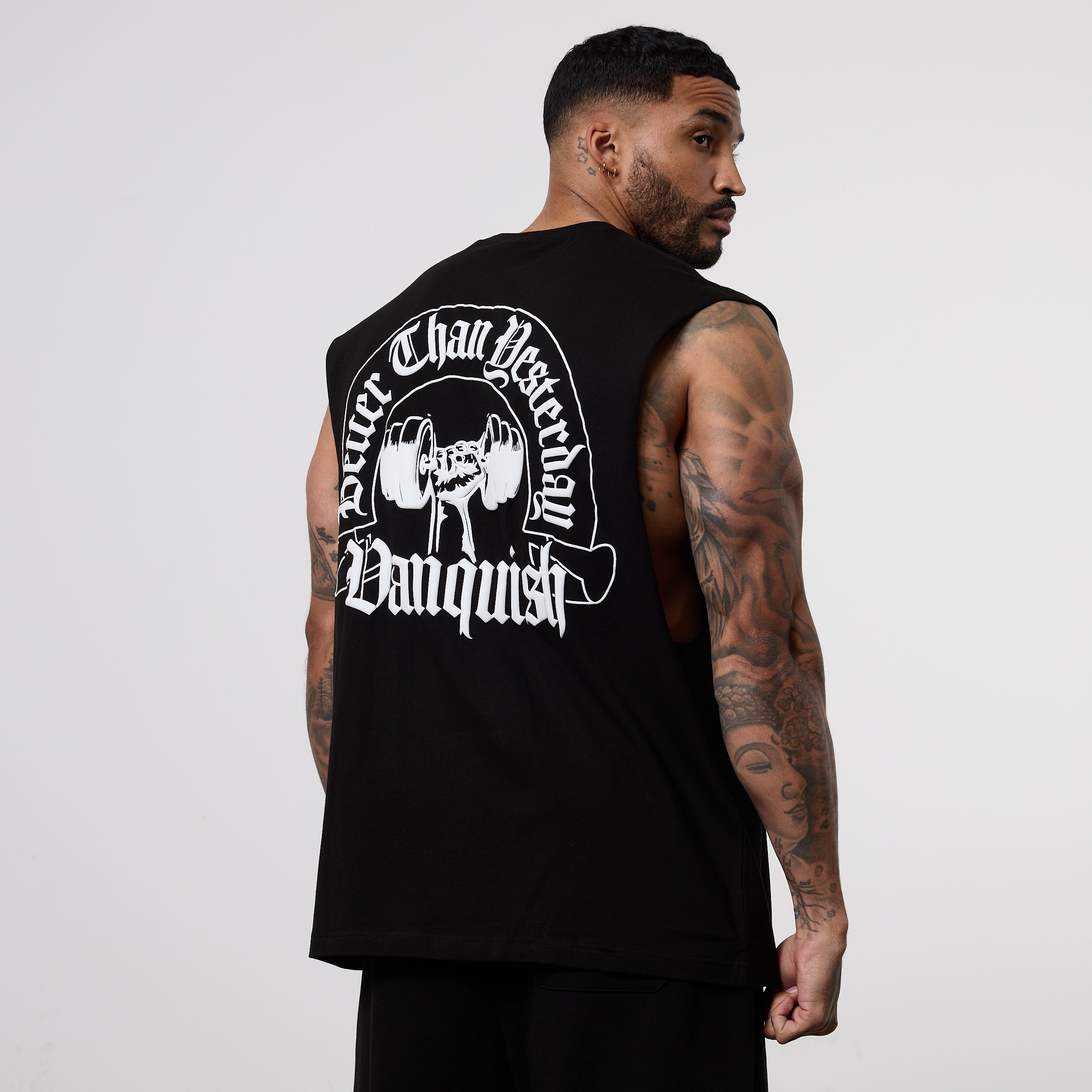 Vanquish Dark Script Black Sleeveless T-Shirt