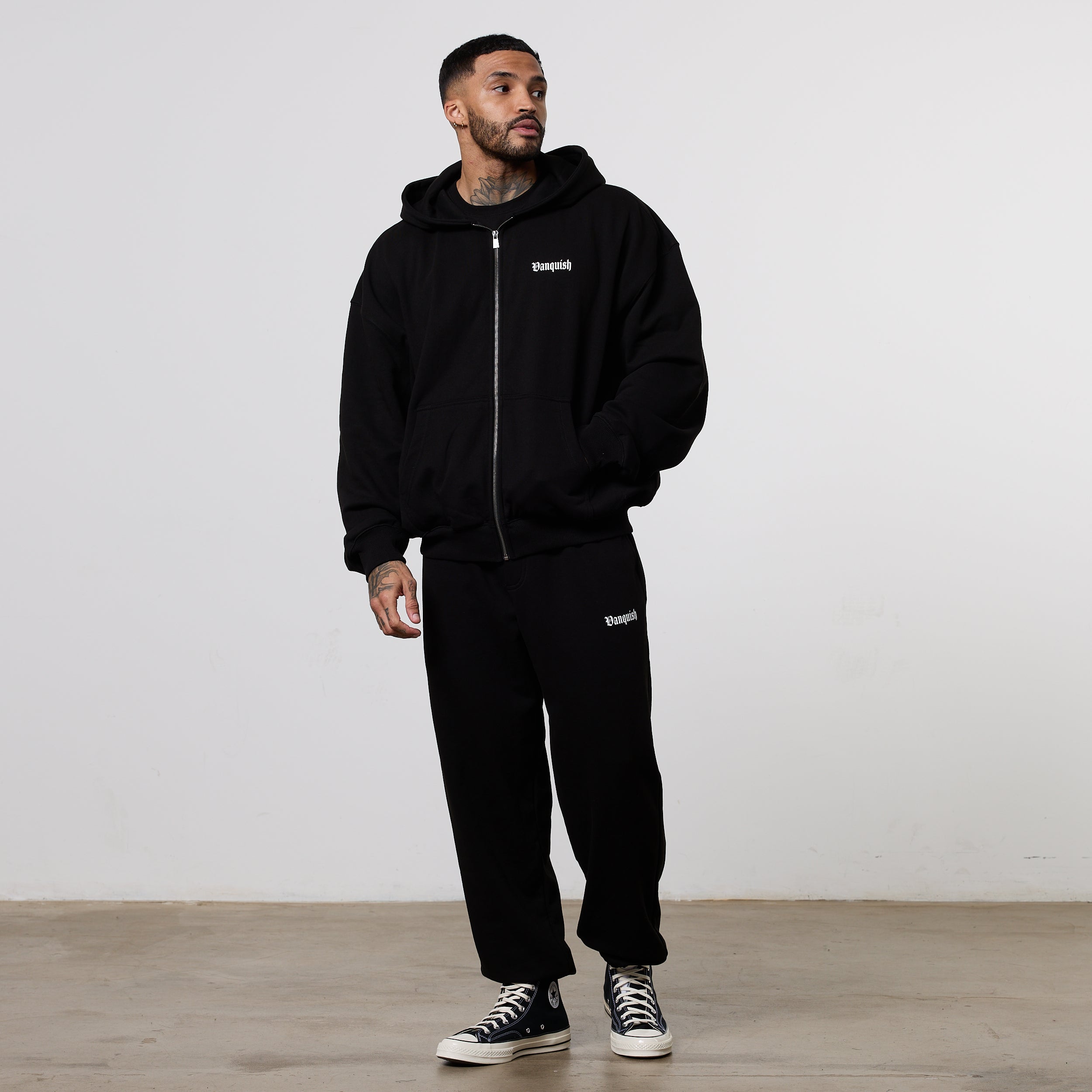 Vanquish Dark Script Black Zip Up Hoodie