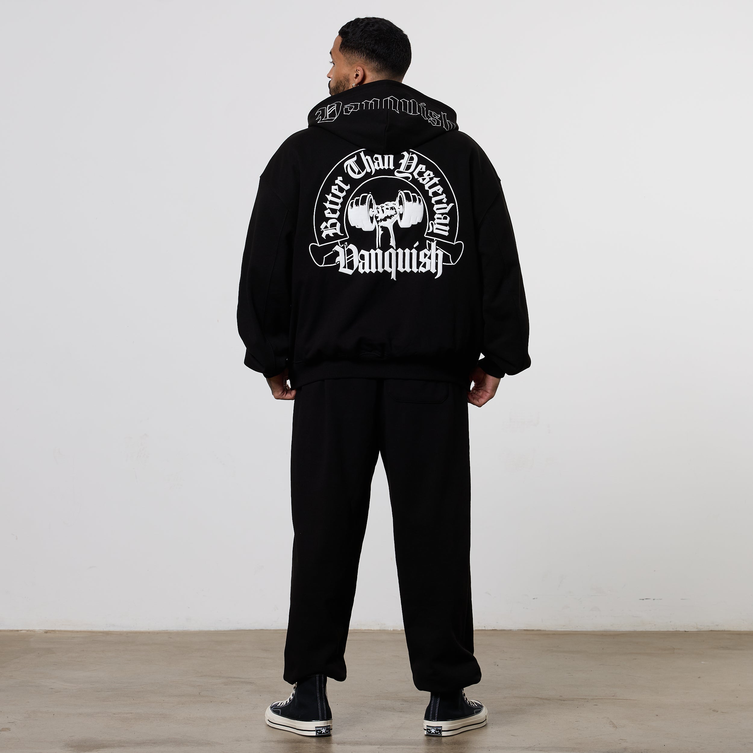 Vanquish Dark Script Black Zip Up Hoodie