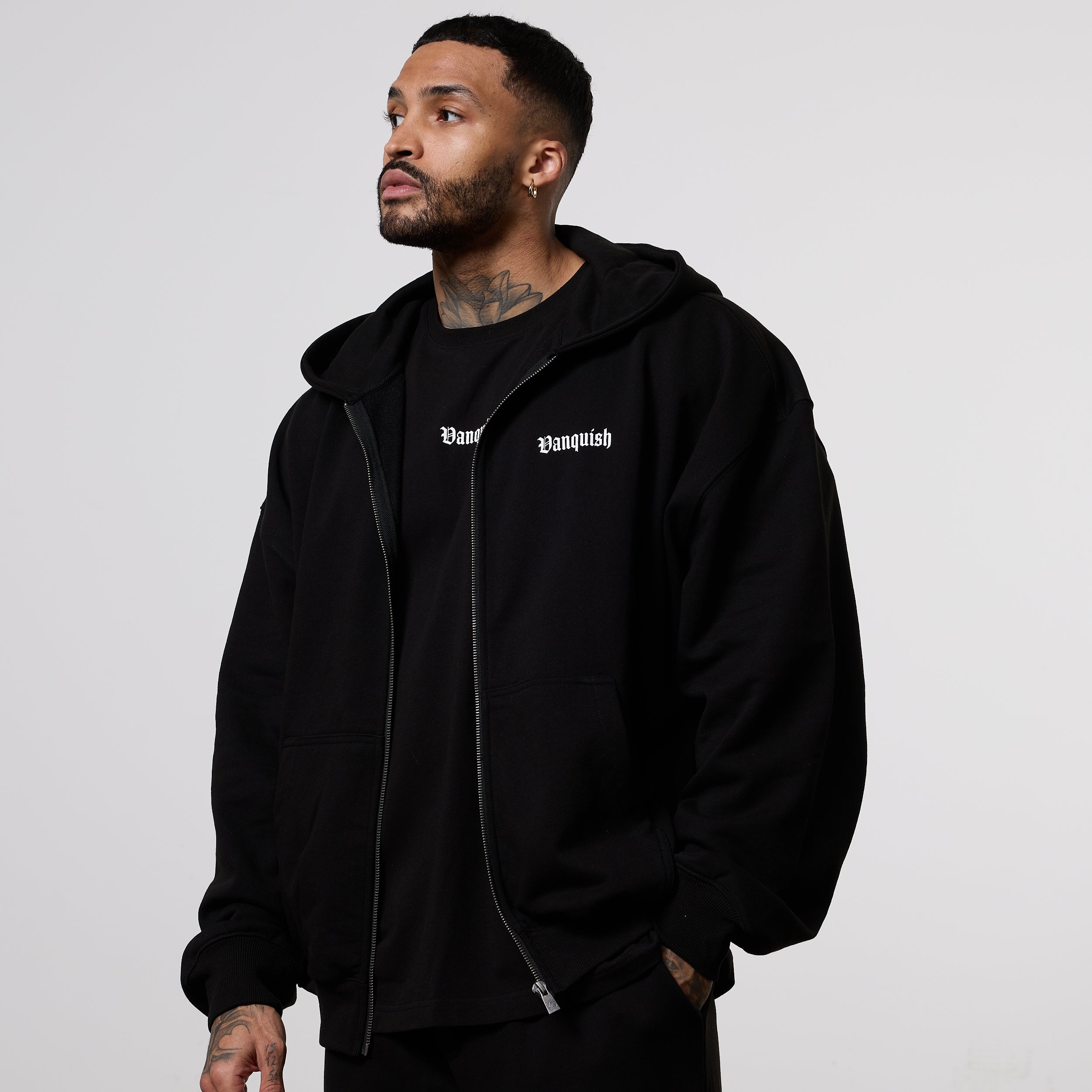 Vanquish Dark Script Black Zip Up Hoodie