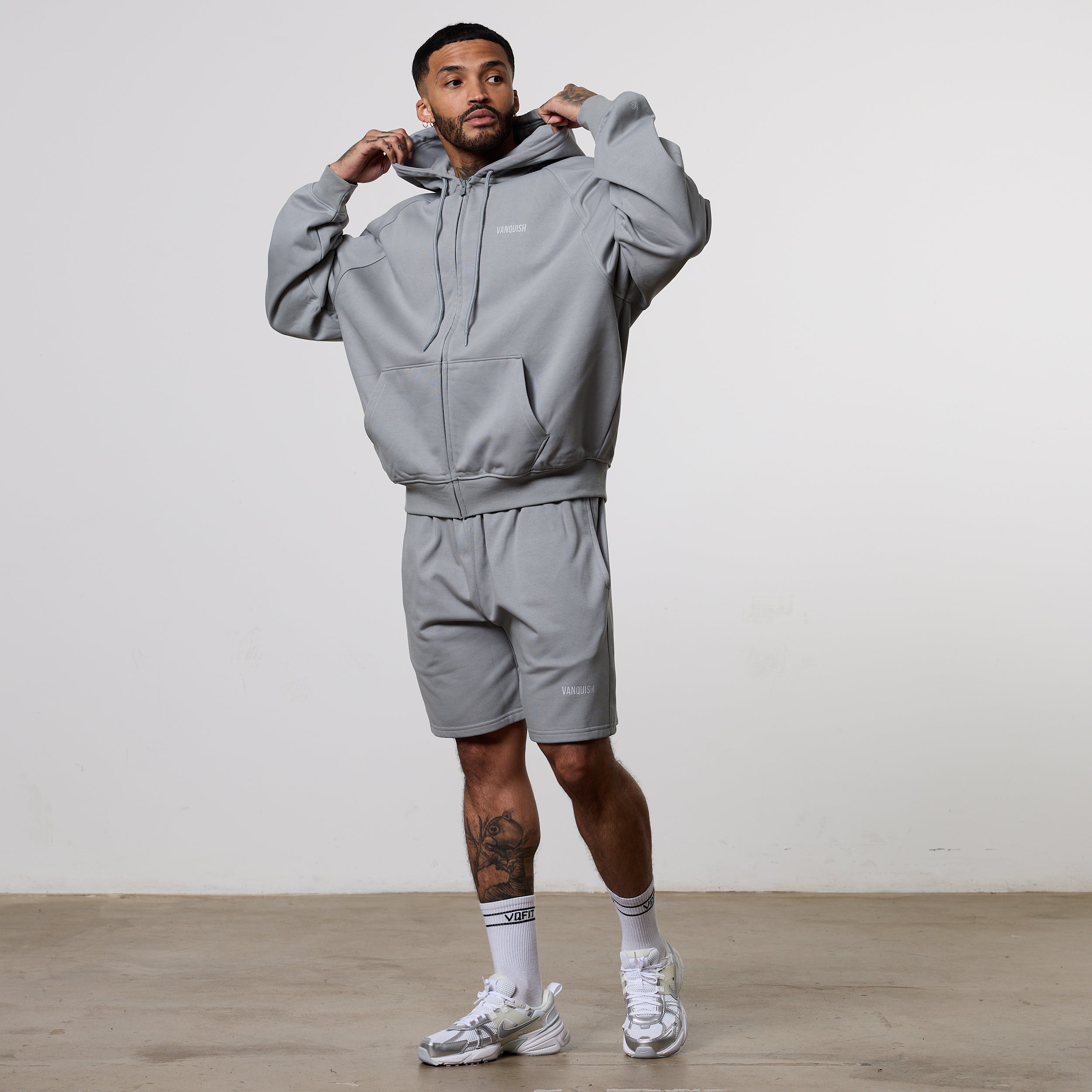 Vanquish Essential Steel Grey Oversized Boxy Hoodie