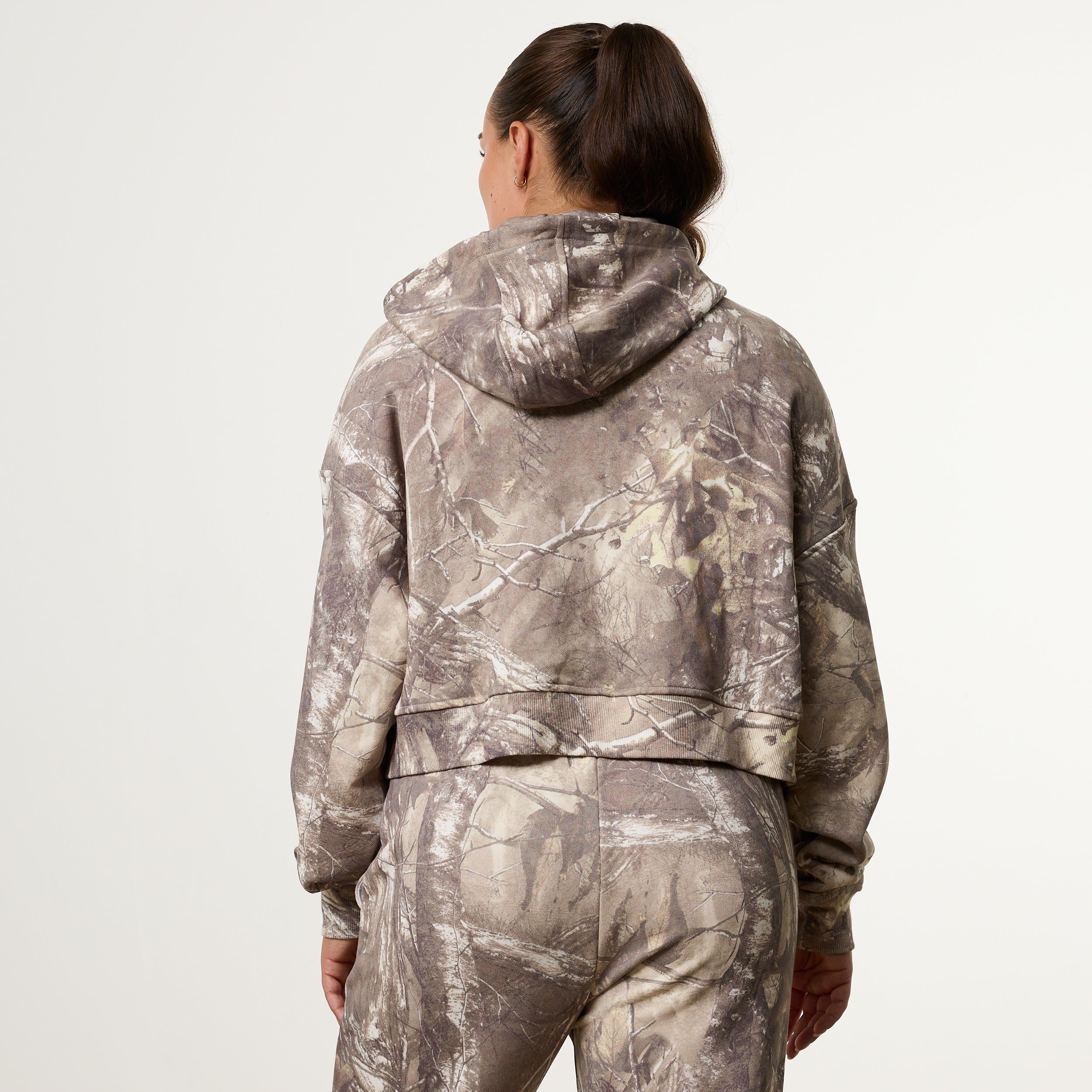 WOMENS CAMO OVERSIZED CROPPED HOODIE
