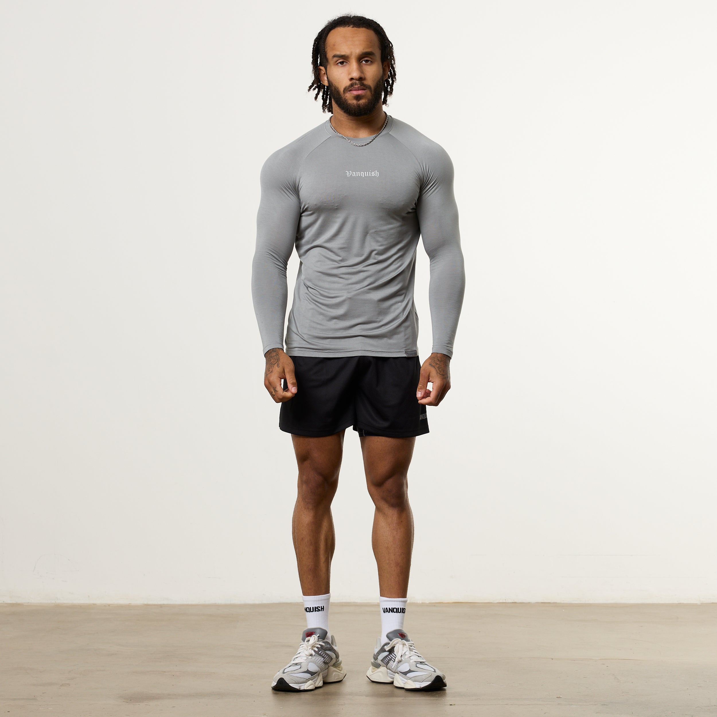 Vanquish Ultra Soft Steel Grey Long Sleeve Slim Fit T Shirt