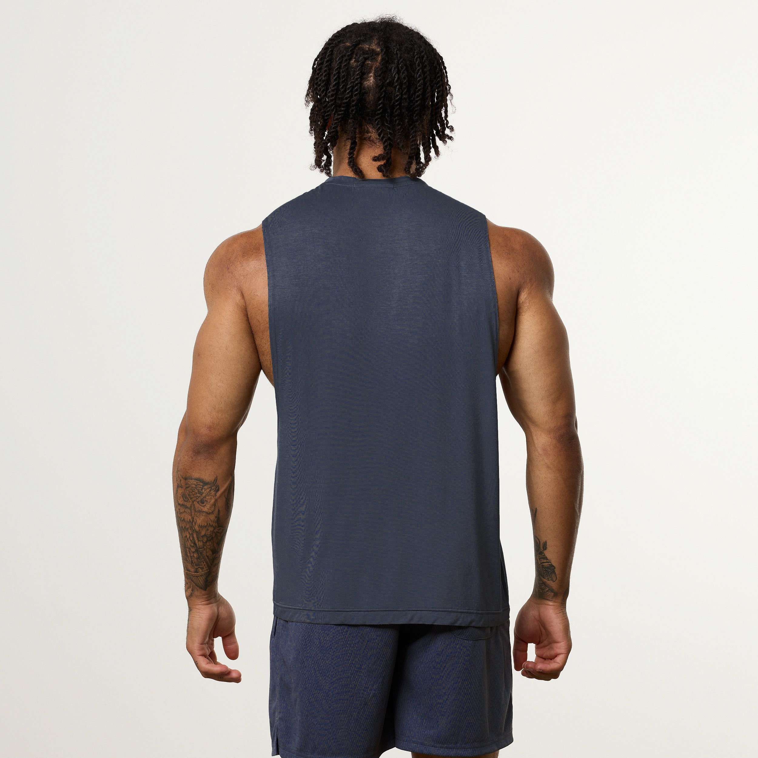 Vanquish Ultra Soft Navy Blue Oversized Sleeveless T Shirt