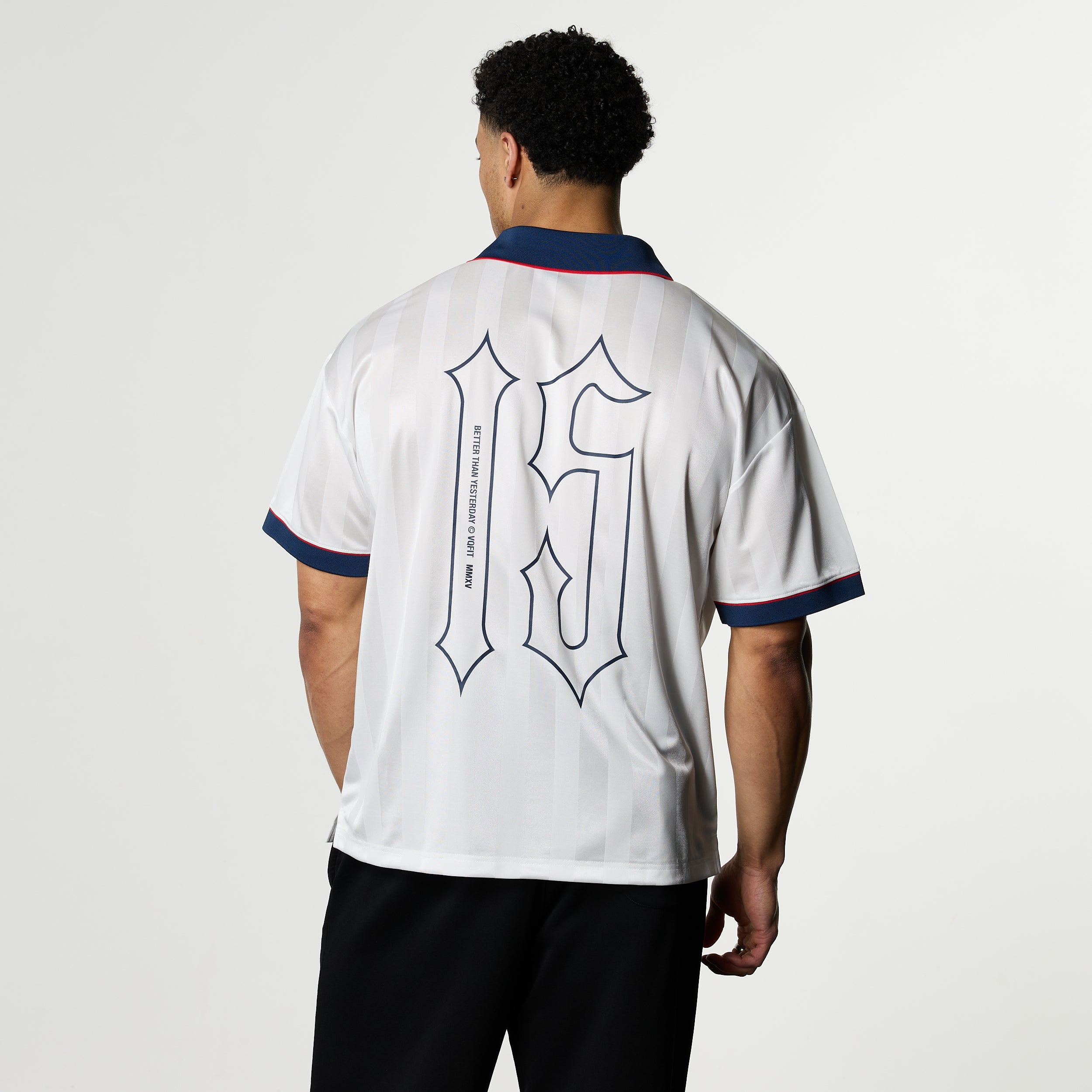 VANQUISH WHITE OVERSIZED BOXY FOOTBALL JERSEY