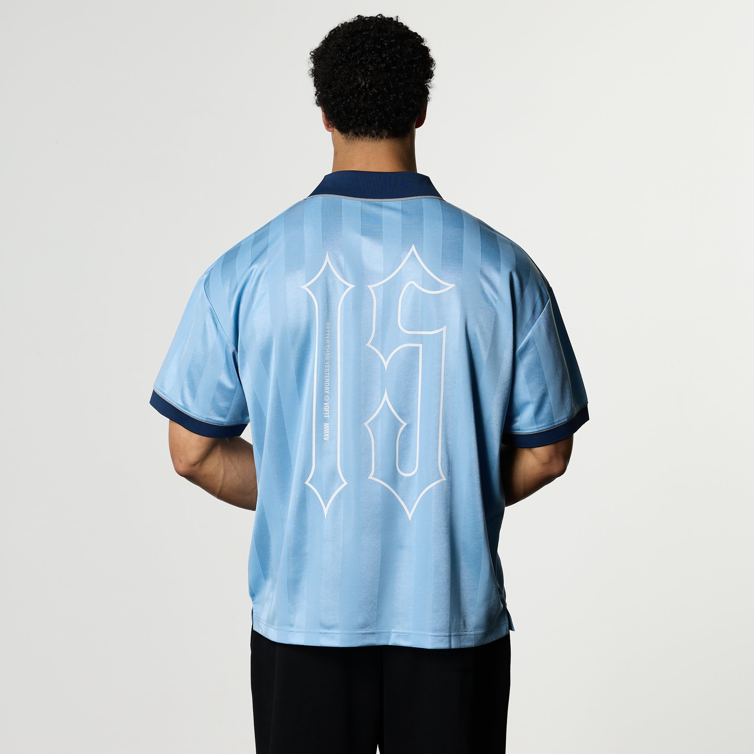 VANQUISH BLUE OVERSIZED BOXY FOOTBALL JERSEY