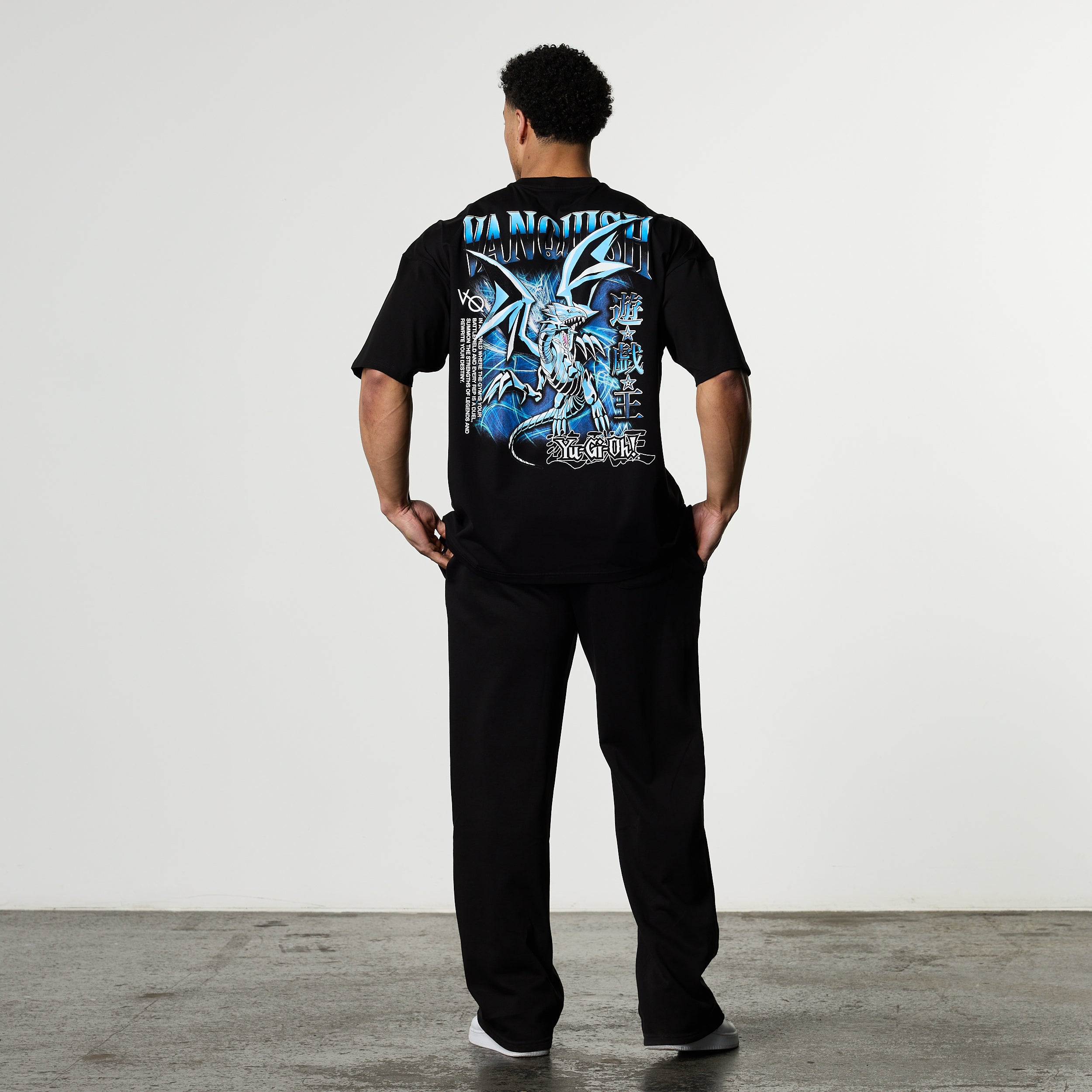 YU-GI-OH! BLUE EYES WHITE DRAGON BLACK OVERSIZED T SHIRT