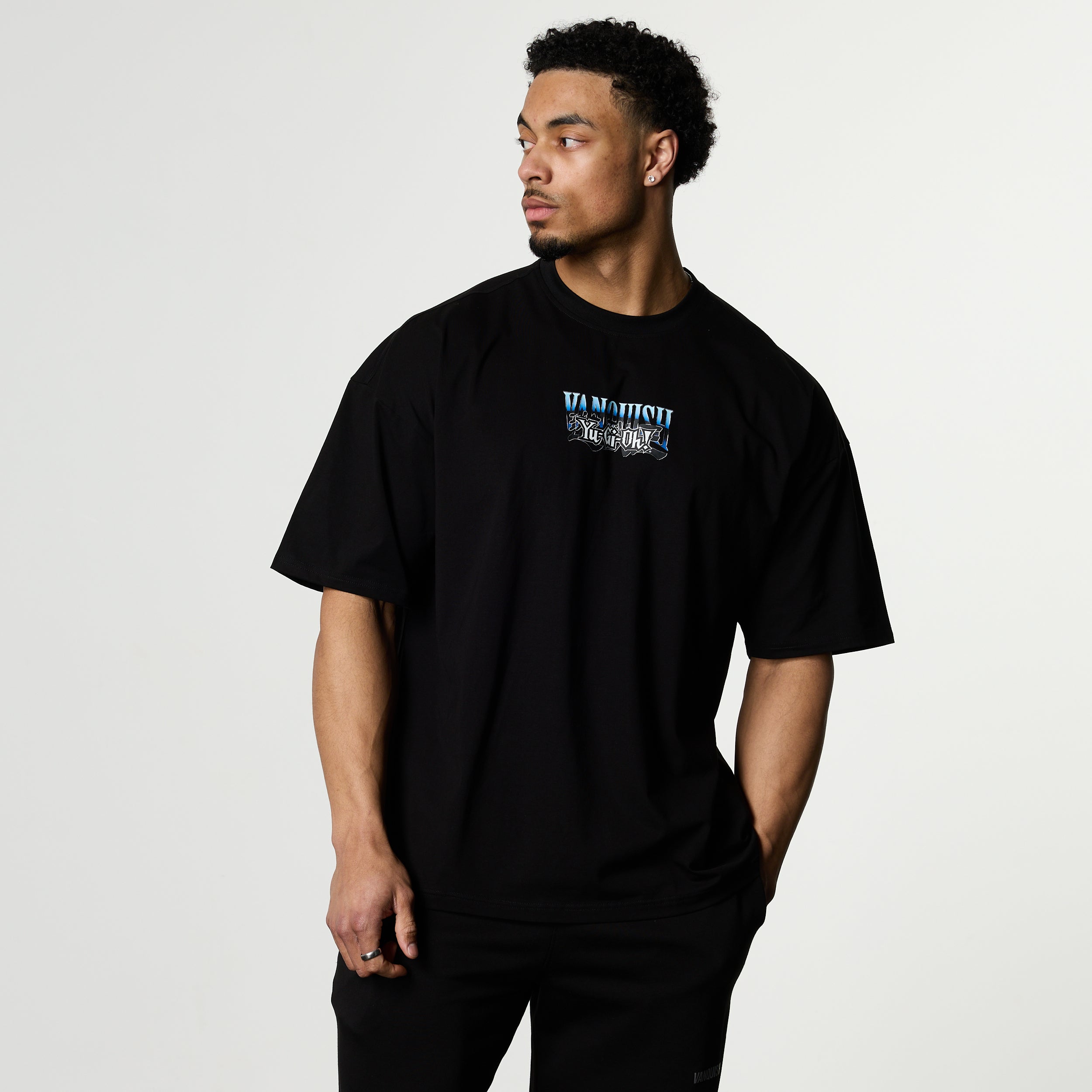 YU-GI-OH! BLUE EYES WHITE DRAGON BLACK OVERSIZED T SHIRT