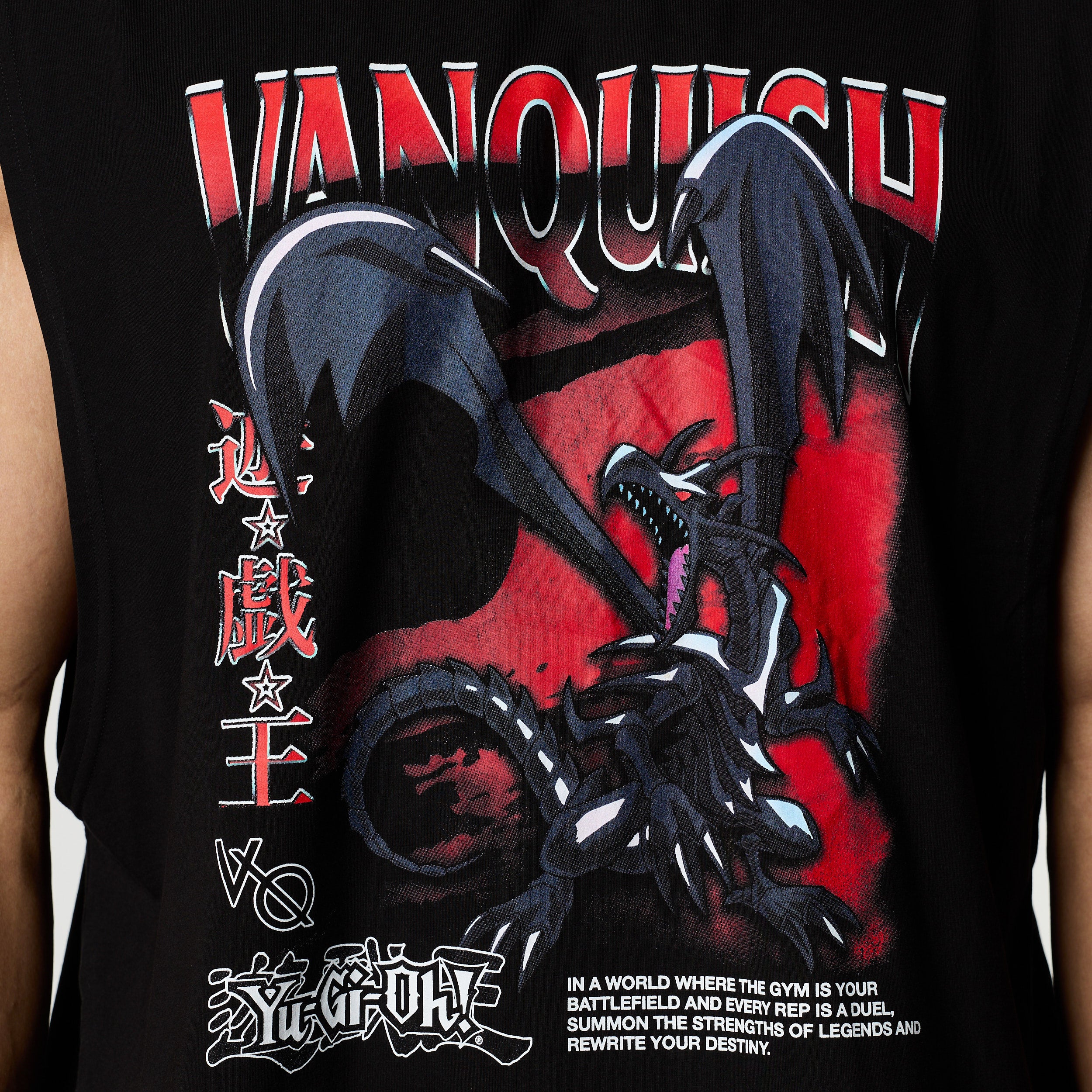 YU-GI-OH! RED EYES BLACK DRAGON BLACK BOXY SLEEVELESS T SHIRT