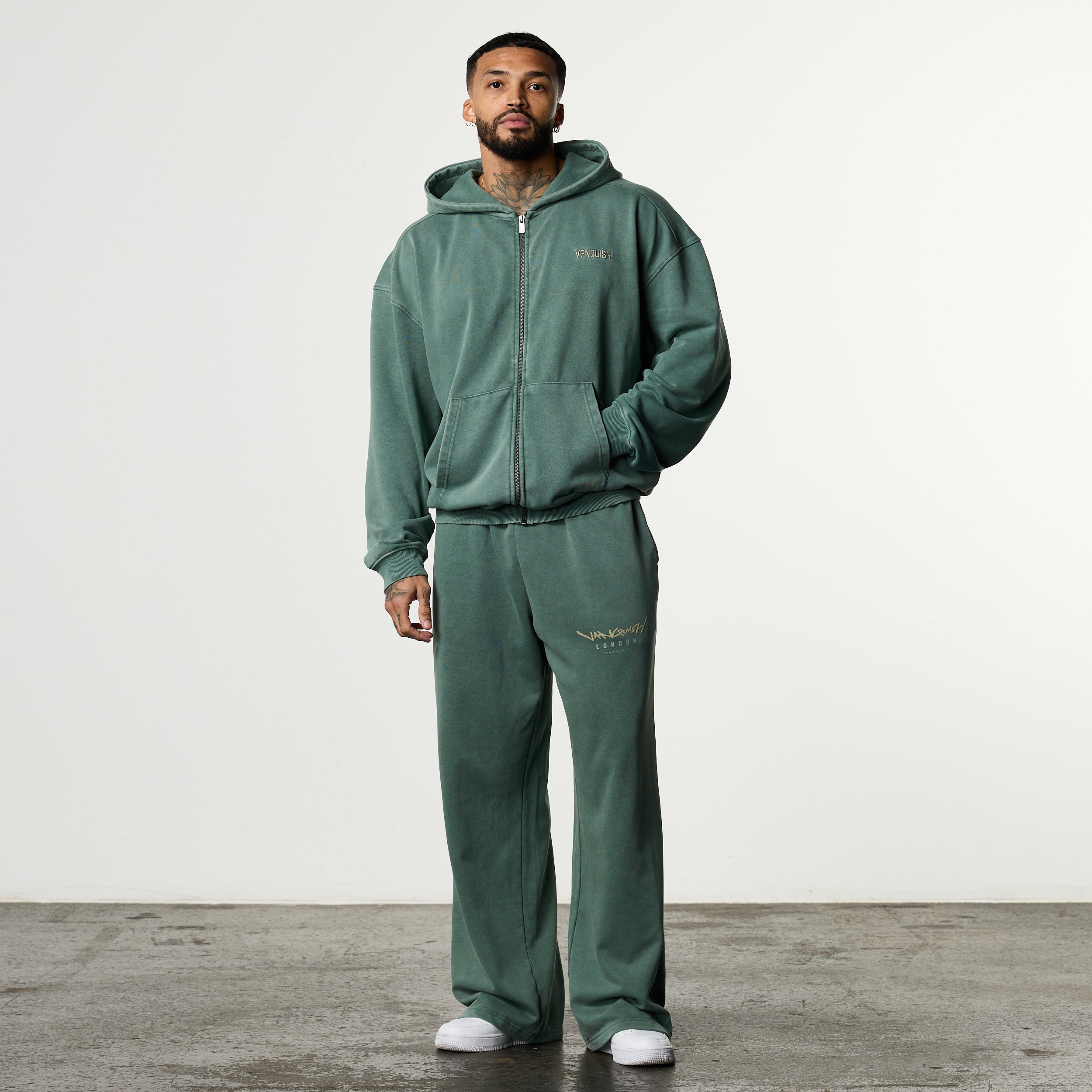 GRAFFITI WASHED SAGE ZIP HOODIE