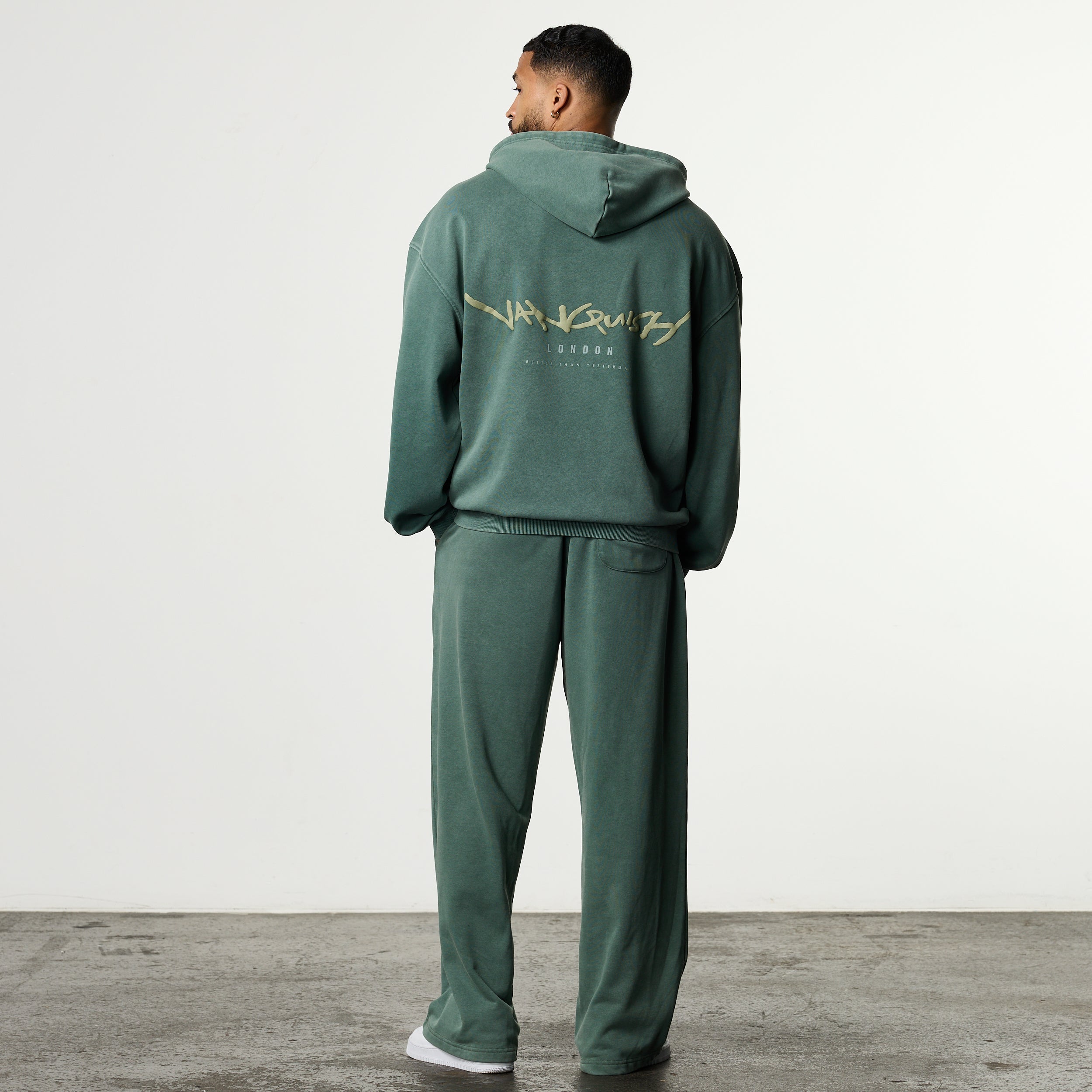 GRAFFITI WASHED SAGE ZIP HOODIE