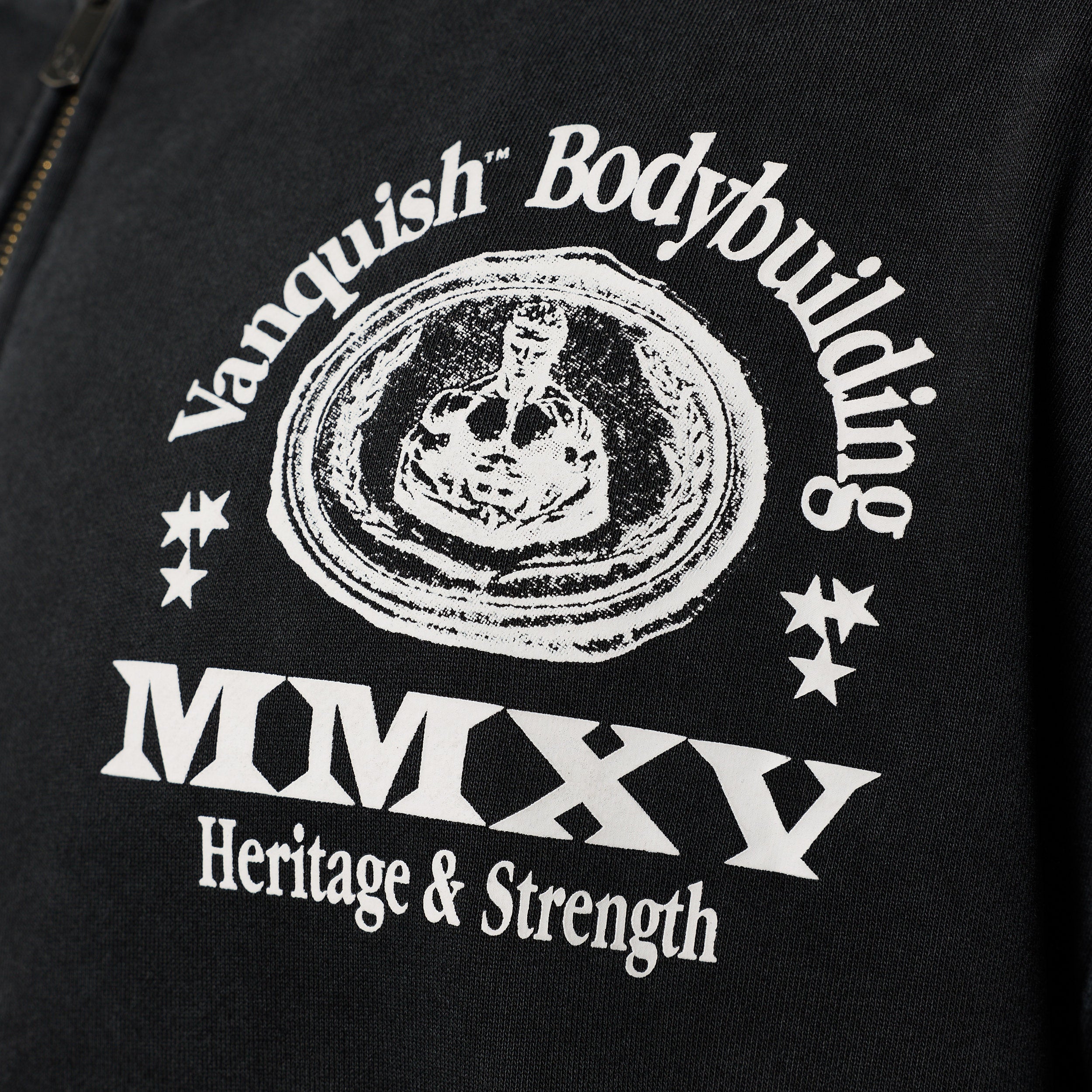 HERITAGE AND STRENGTH BLACK OVERSIZED ZIP HOODIE