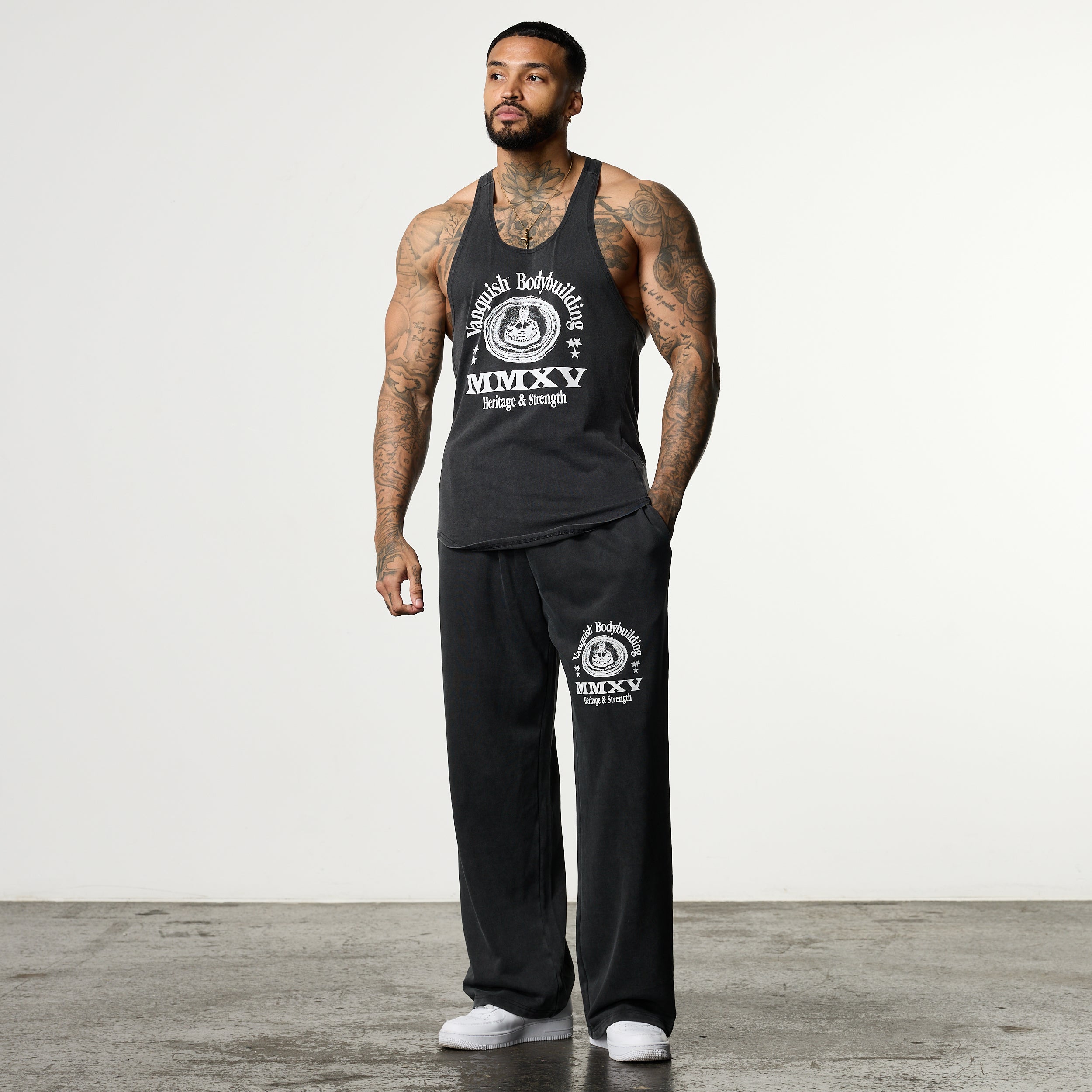 HERITAGE AND STRENGTH BLACK STRINGER VEST