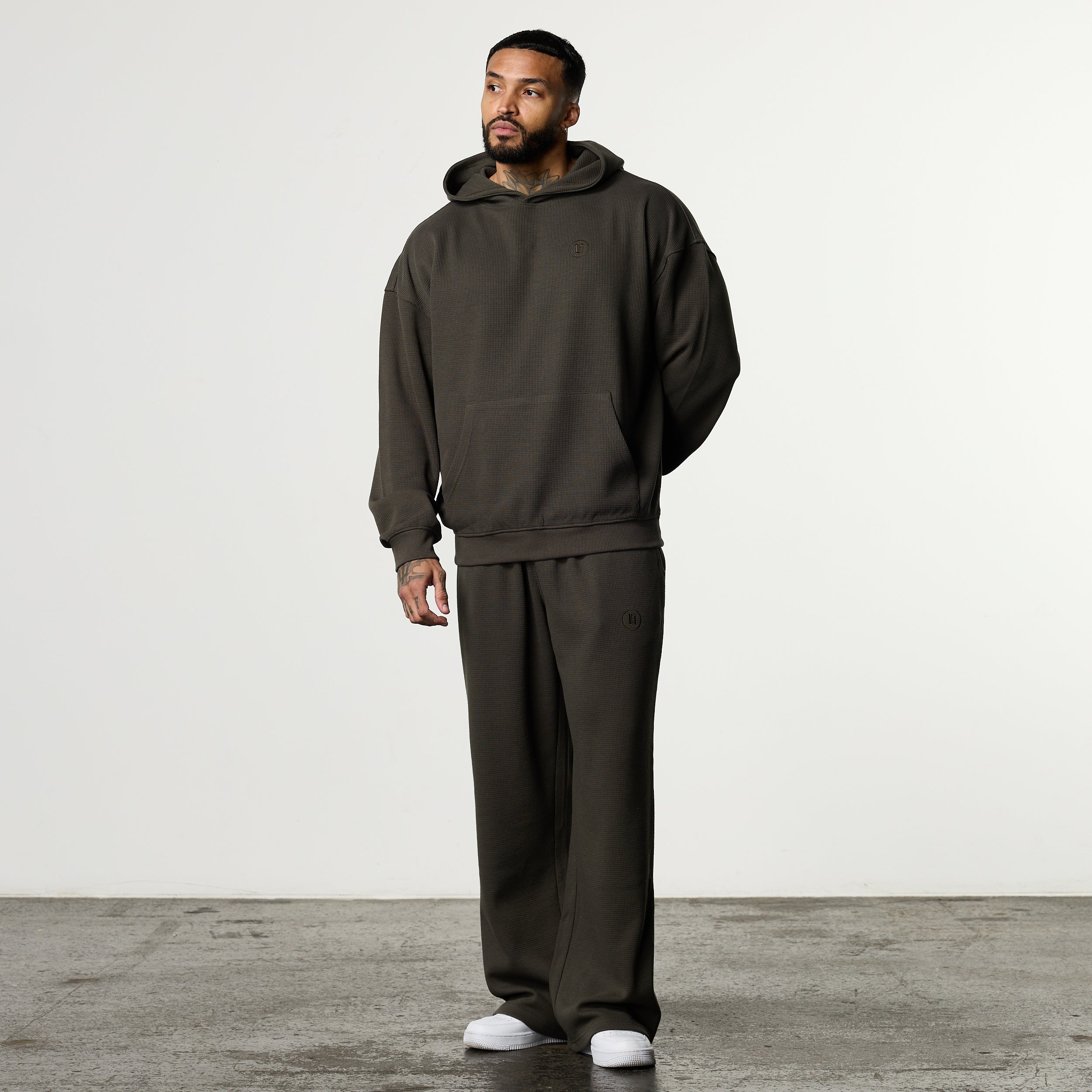 WAFFLE DARK KHAKI OVERSIZED HOODIE