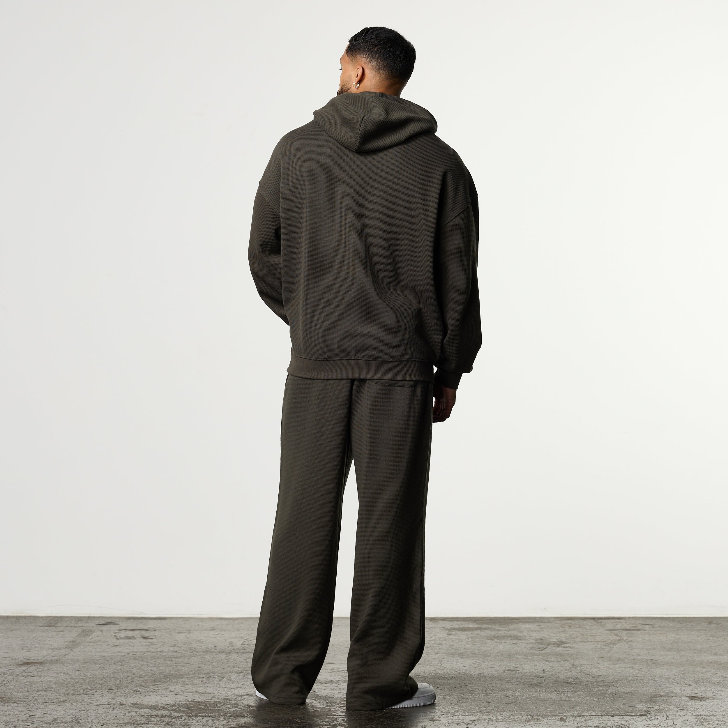 WAFFLE DARK KHAKI STRAIGHT LEG SWEATPANTS