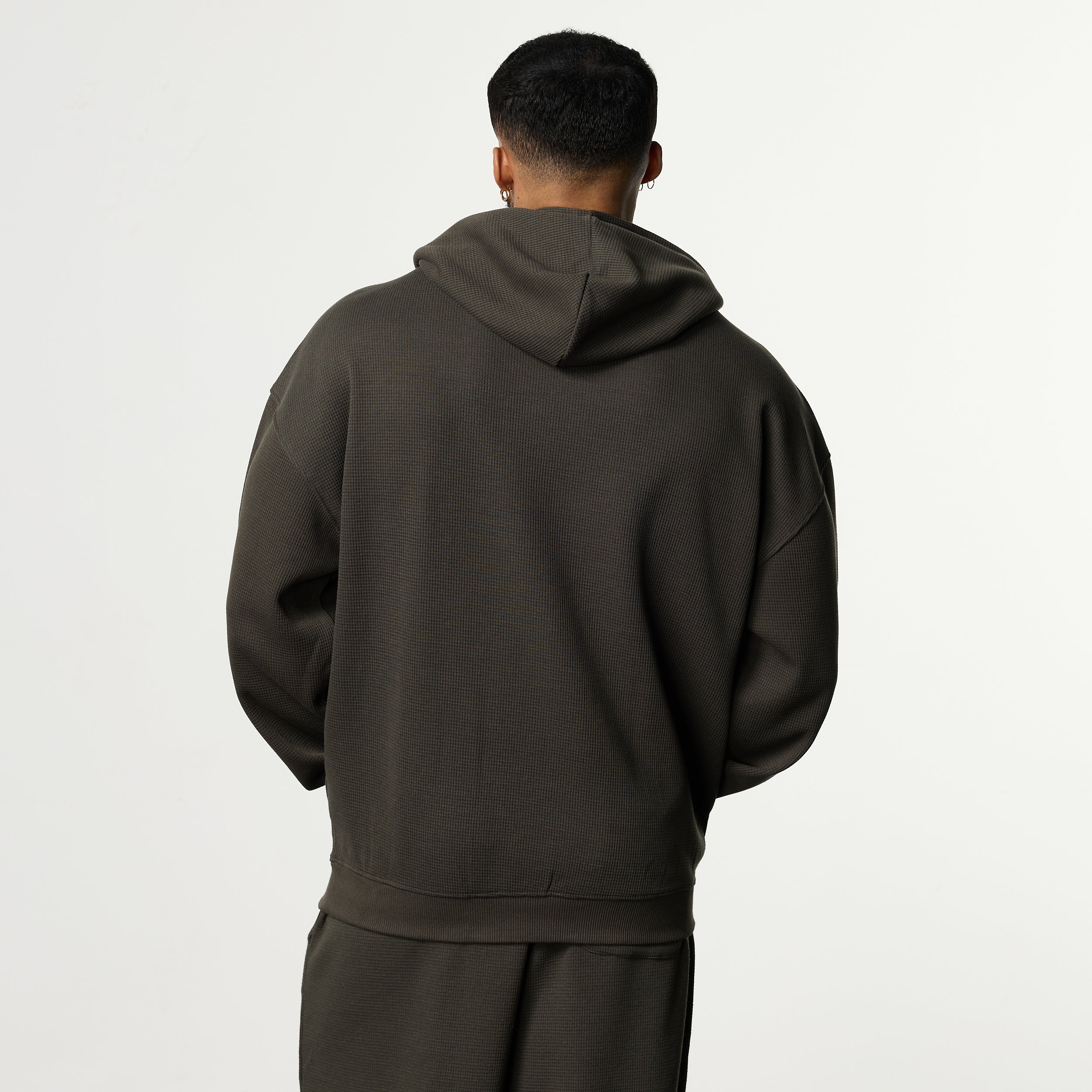 WAFFLE DARK KHAKI OVERSIZED HOODIE