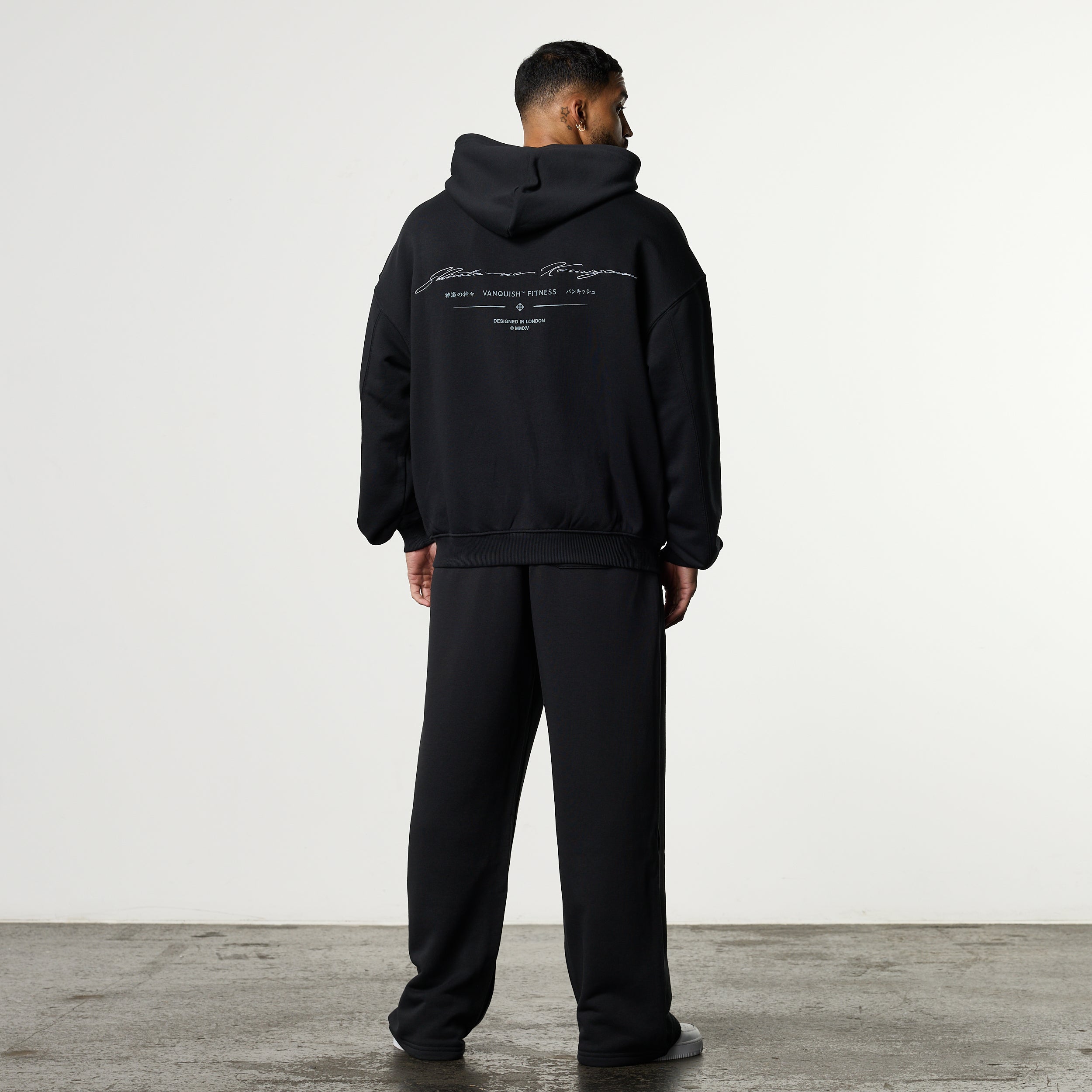 SHINTO GODS SCRIPT BLACK ZIP THROUGH HOODIE