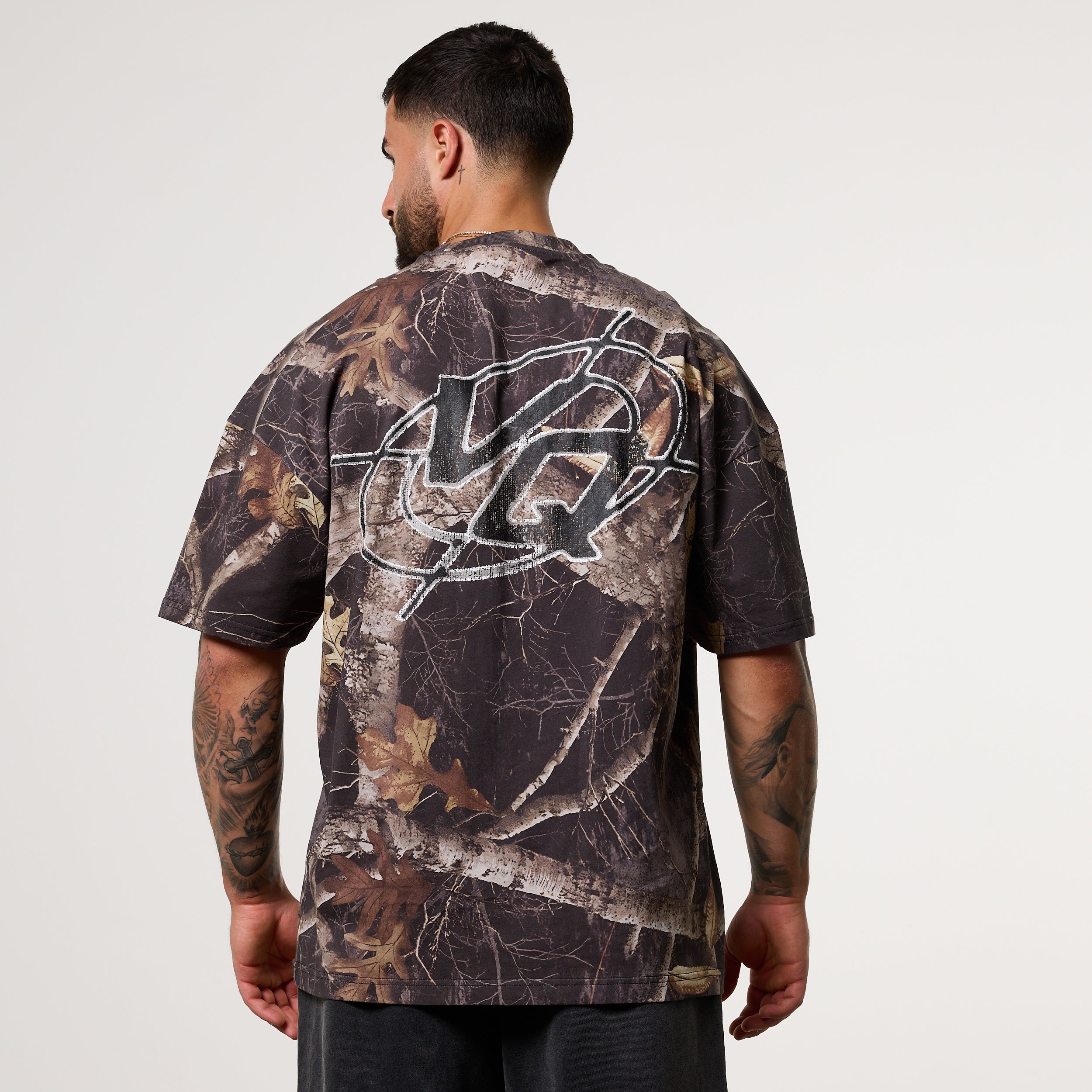 CAMO BLACK OVERSIZED BOXY T SHIRT