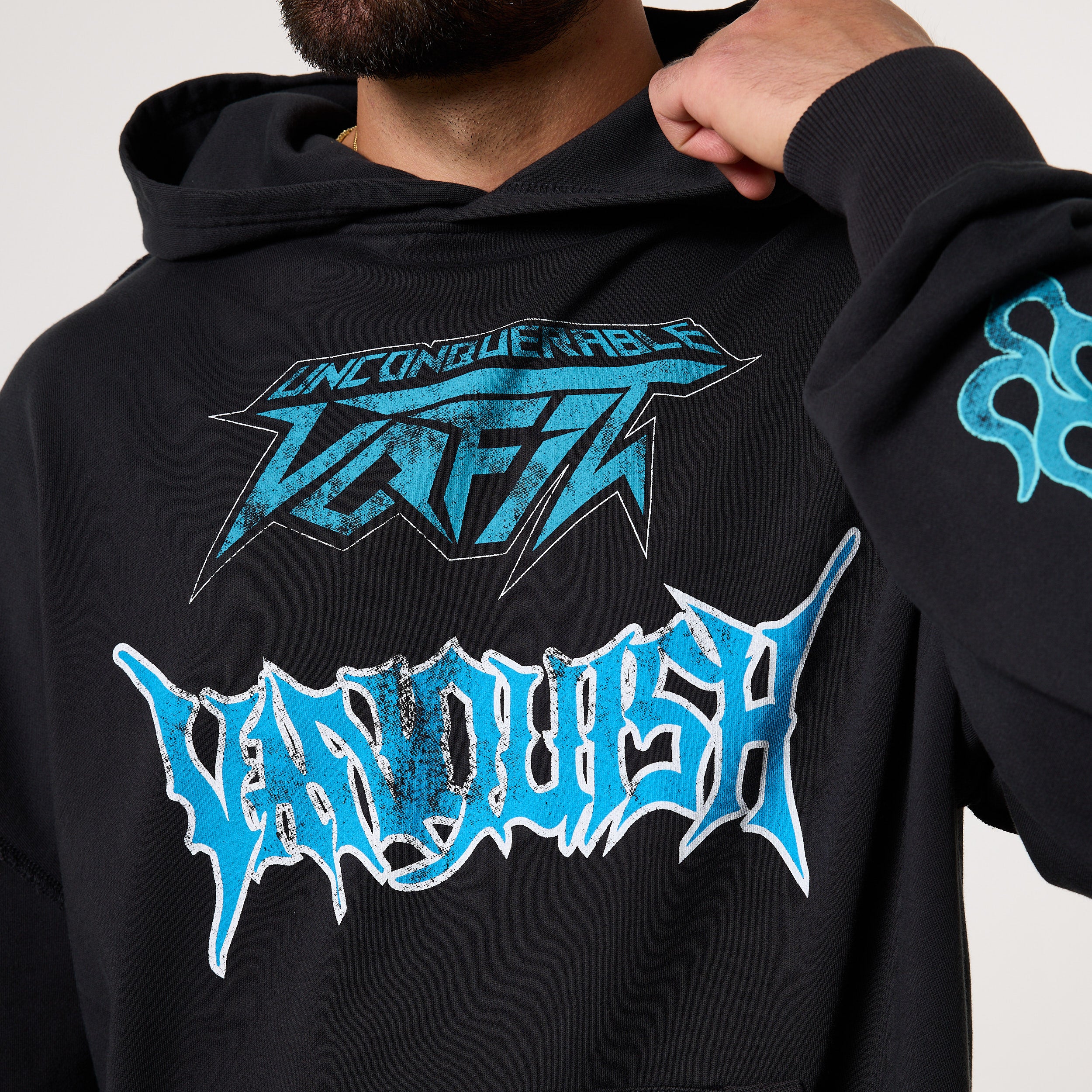 Vanquish Grunge Washed Black Oversized Pullover Hoodie