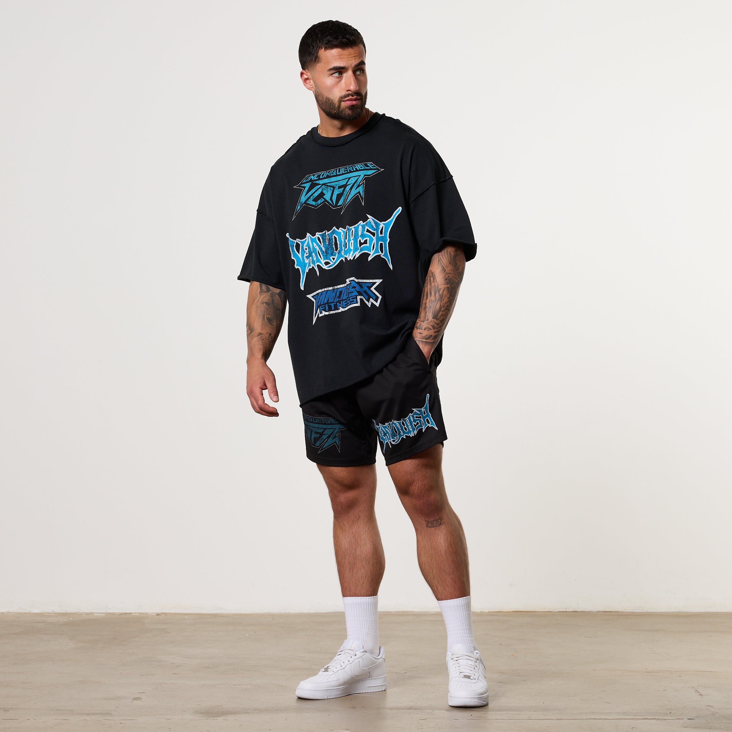 Vanquish Grunge Washed Black Oversized Boxy T Shirt