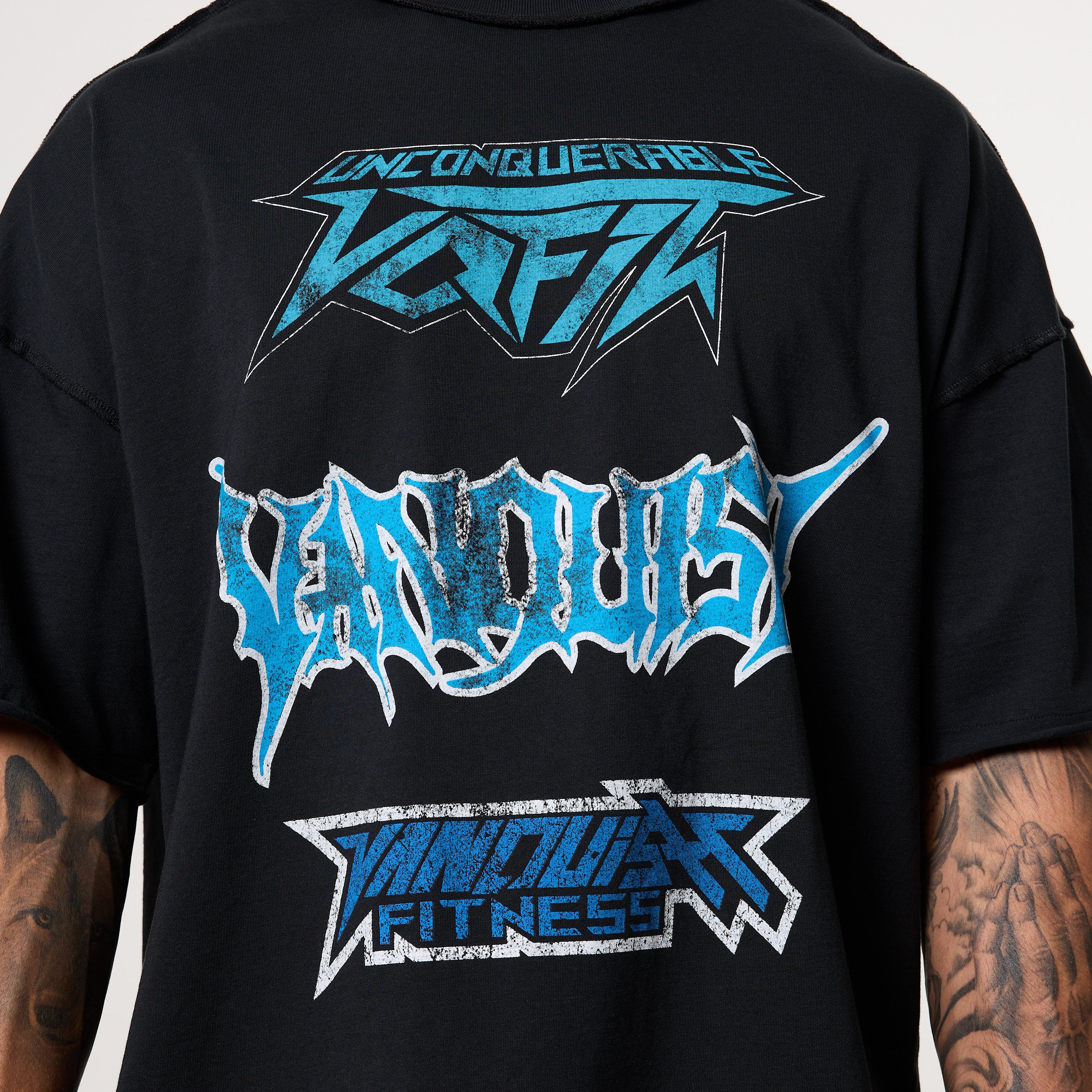 Vanquish Grunge Washed Black Oversized Boxy T Shirt