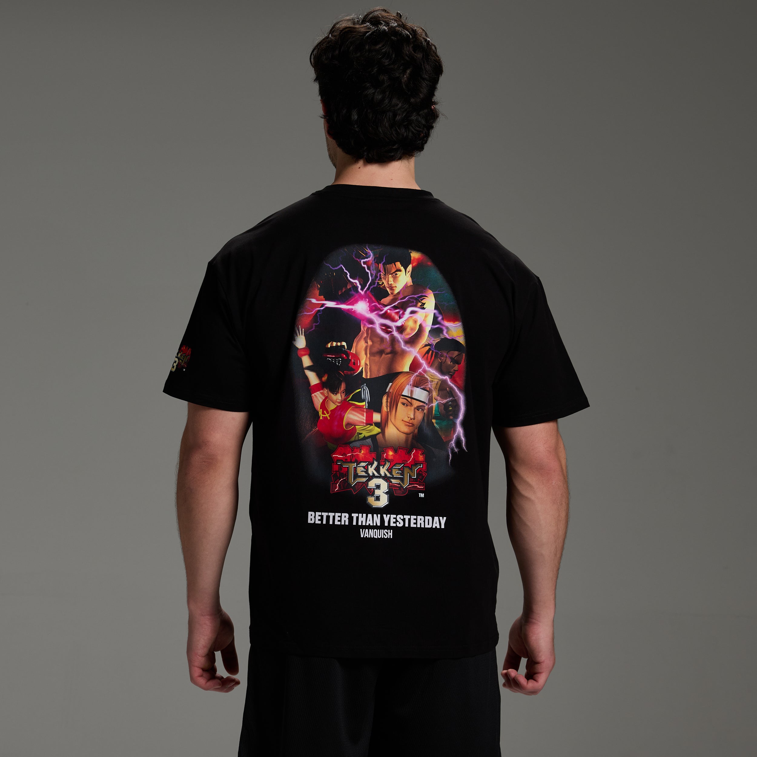 TEKKEN BLUR COLLAGE BLACK OVERSIZED T SHIRT