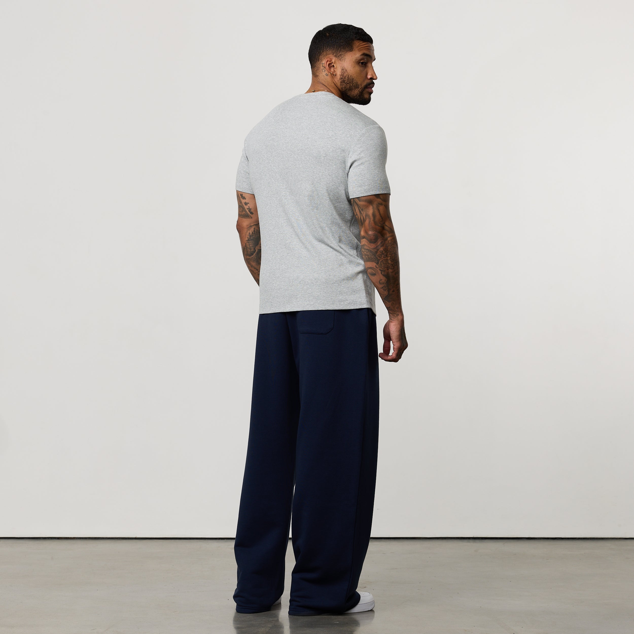 MONOGRAM RIB GREY MARL SLIM FIT T SHIRT