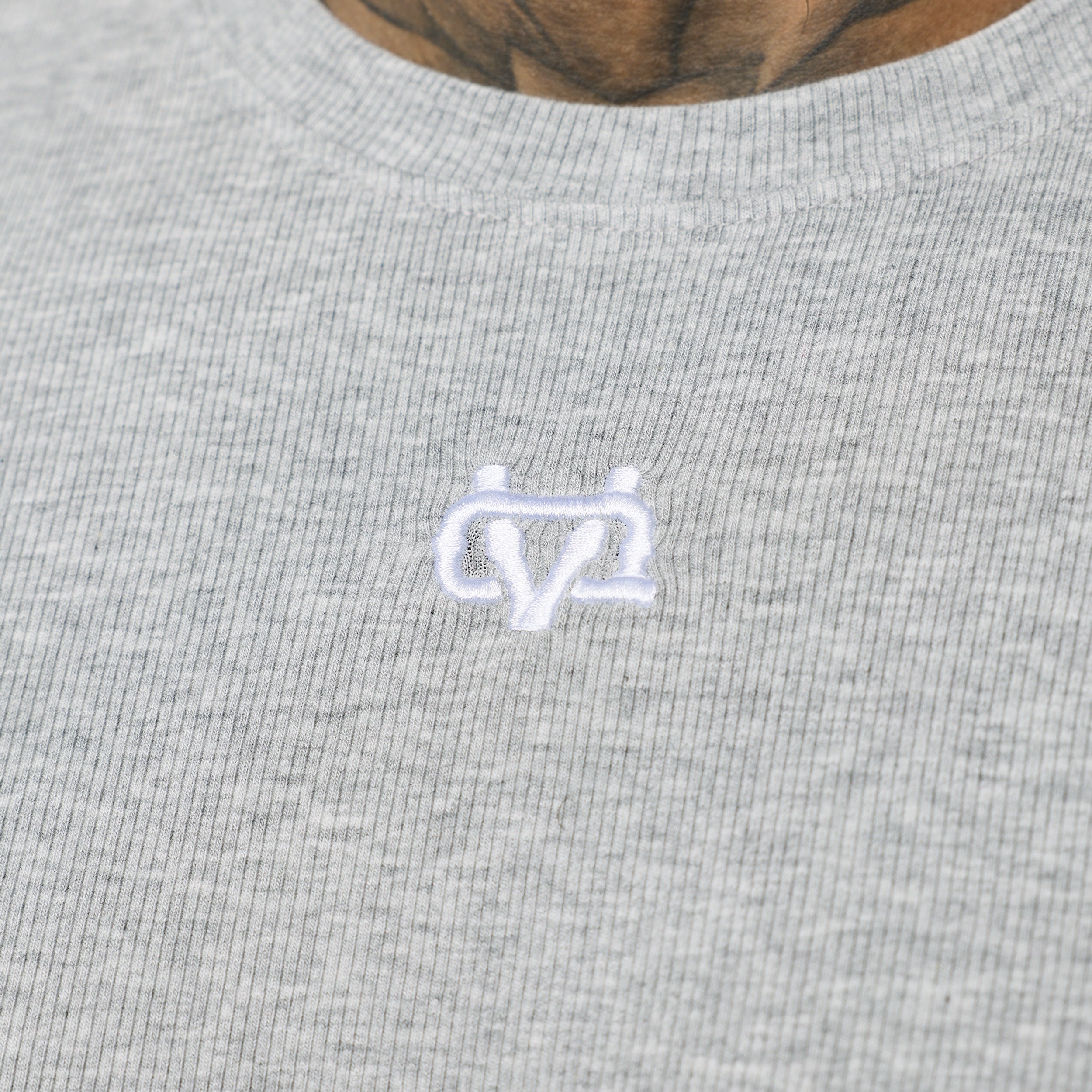 MONOGRAM RIB GREY MARL SLIM FIT T SHIRT