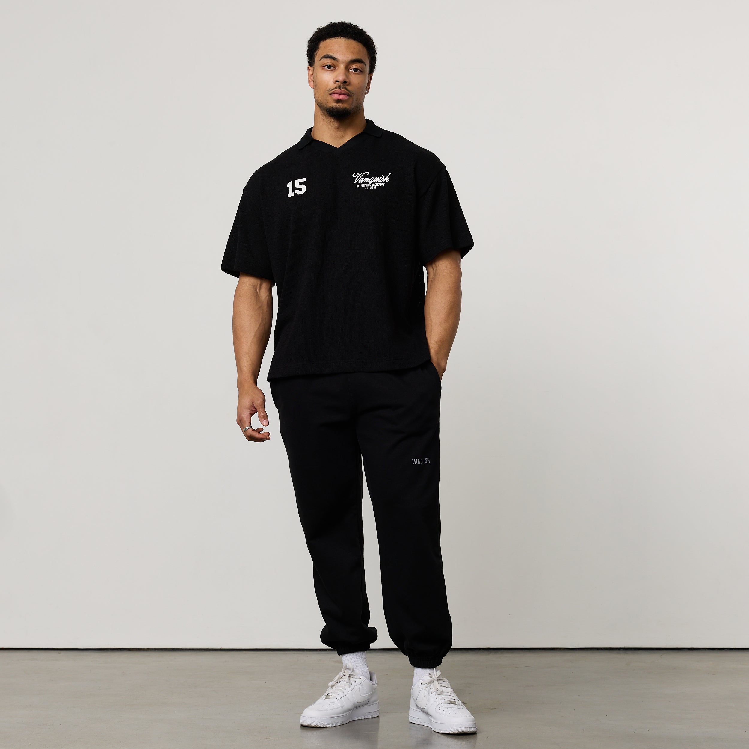 Vanquish Black Textured Soccer Jersey