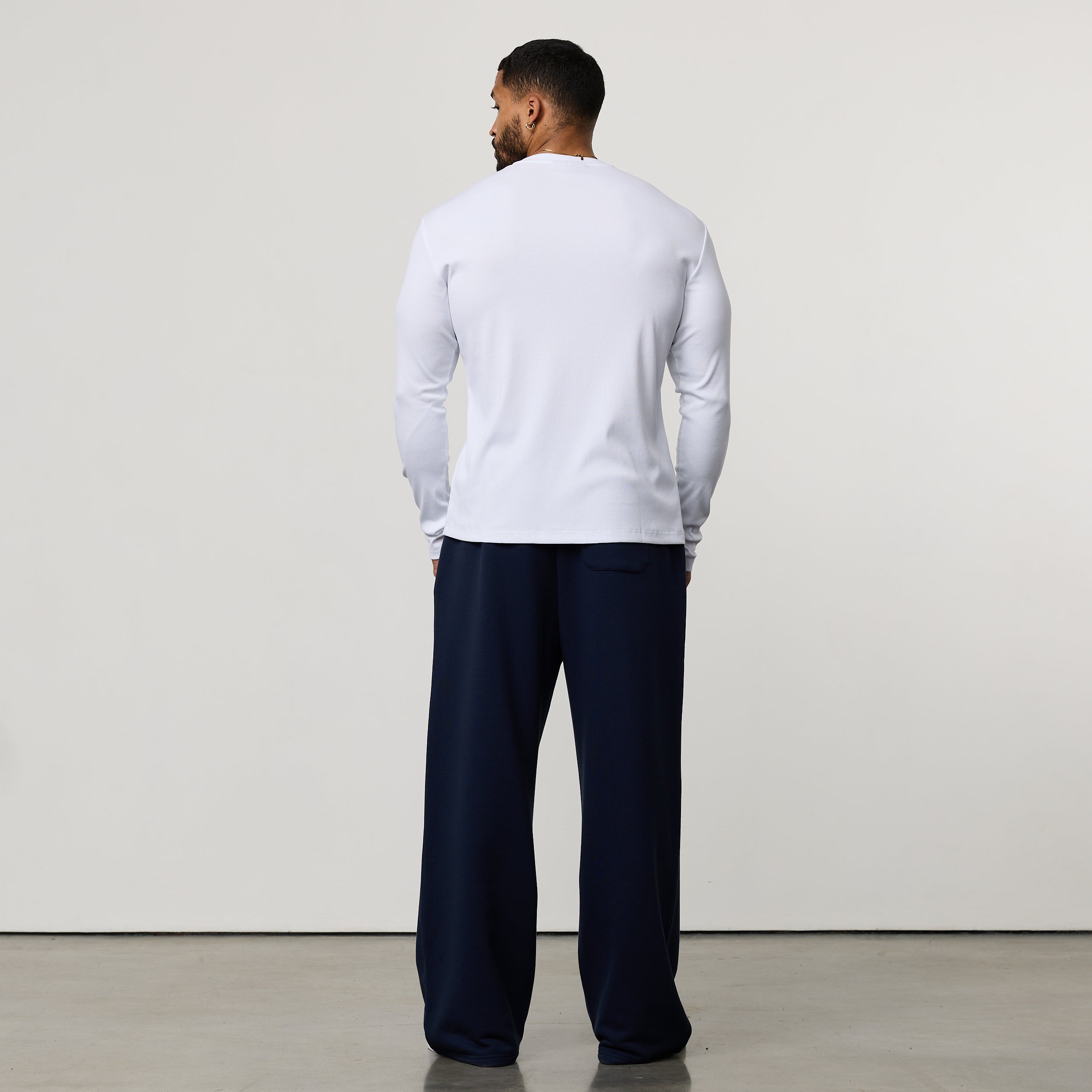 MONOGRAM RIB WHITE SLIM FIT LONG SLEEVE T SHIRT