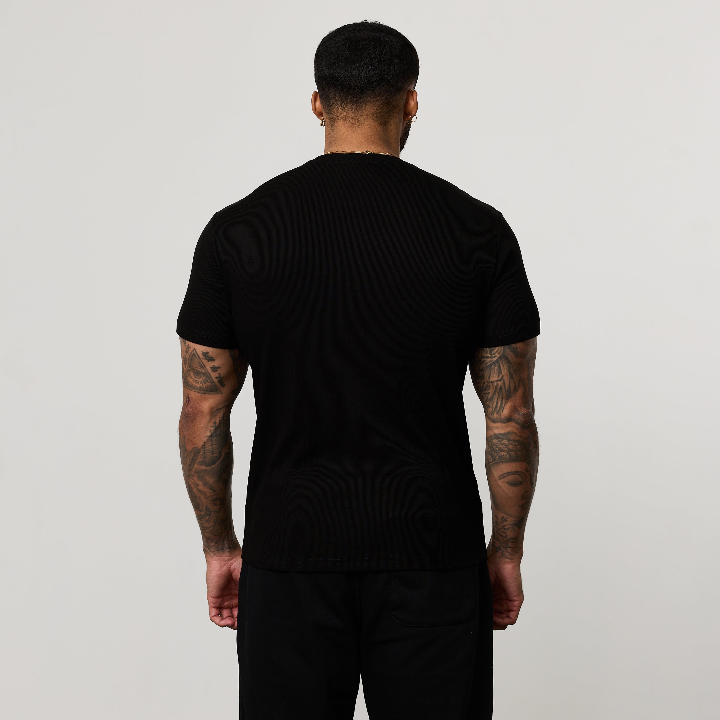 MONOGRAM RIB BLACK SLIM FIT T SHIRT