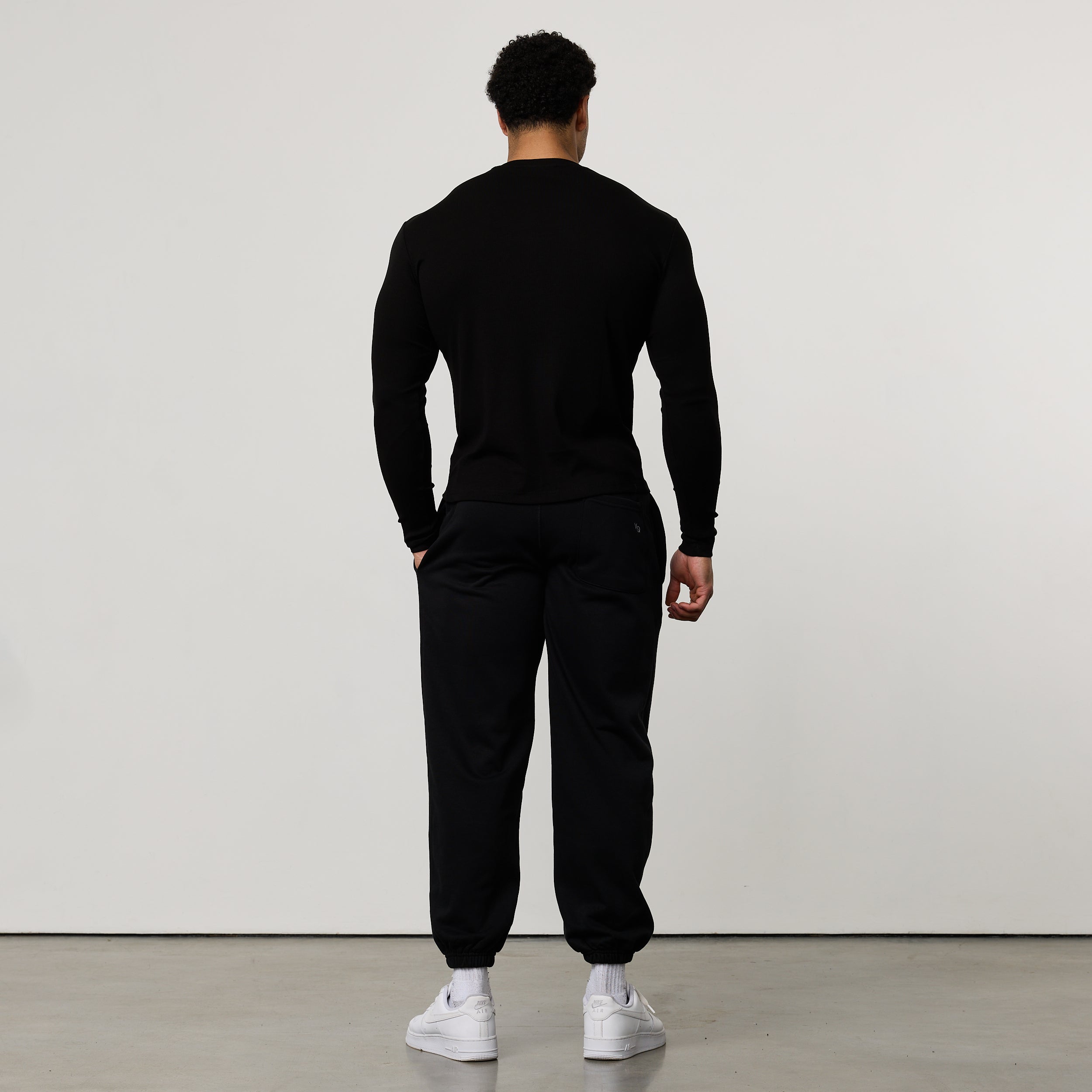 MONOGRAM RIB BLACK SLIM FIT LONG SLEEVE T SHIRT