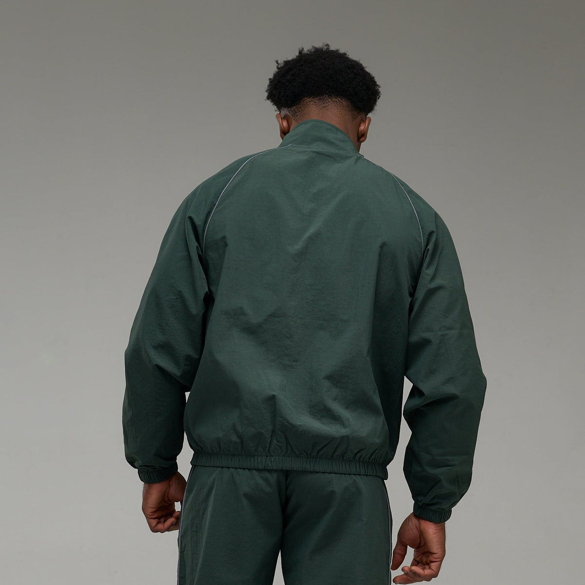 REFLECTIVE DARK GREEN OVERSIZED TRACK JACKET