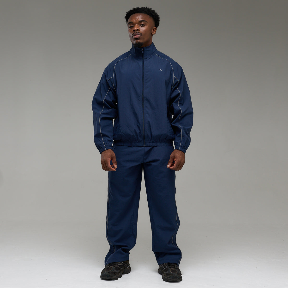 REFLECTIVE NAVY OVERSIZED TRACK JACKET