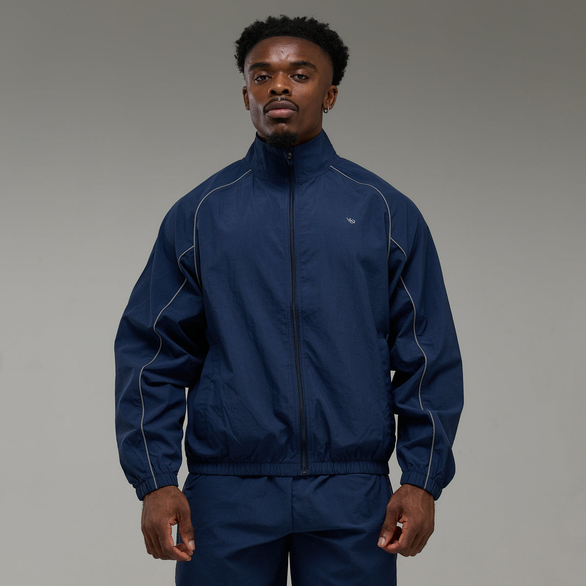 REFLECTIVE NAVY OVERSIZED TRACK JACKET