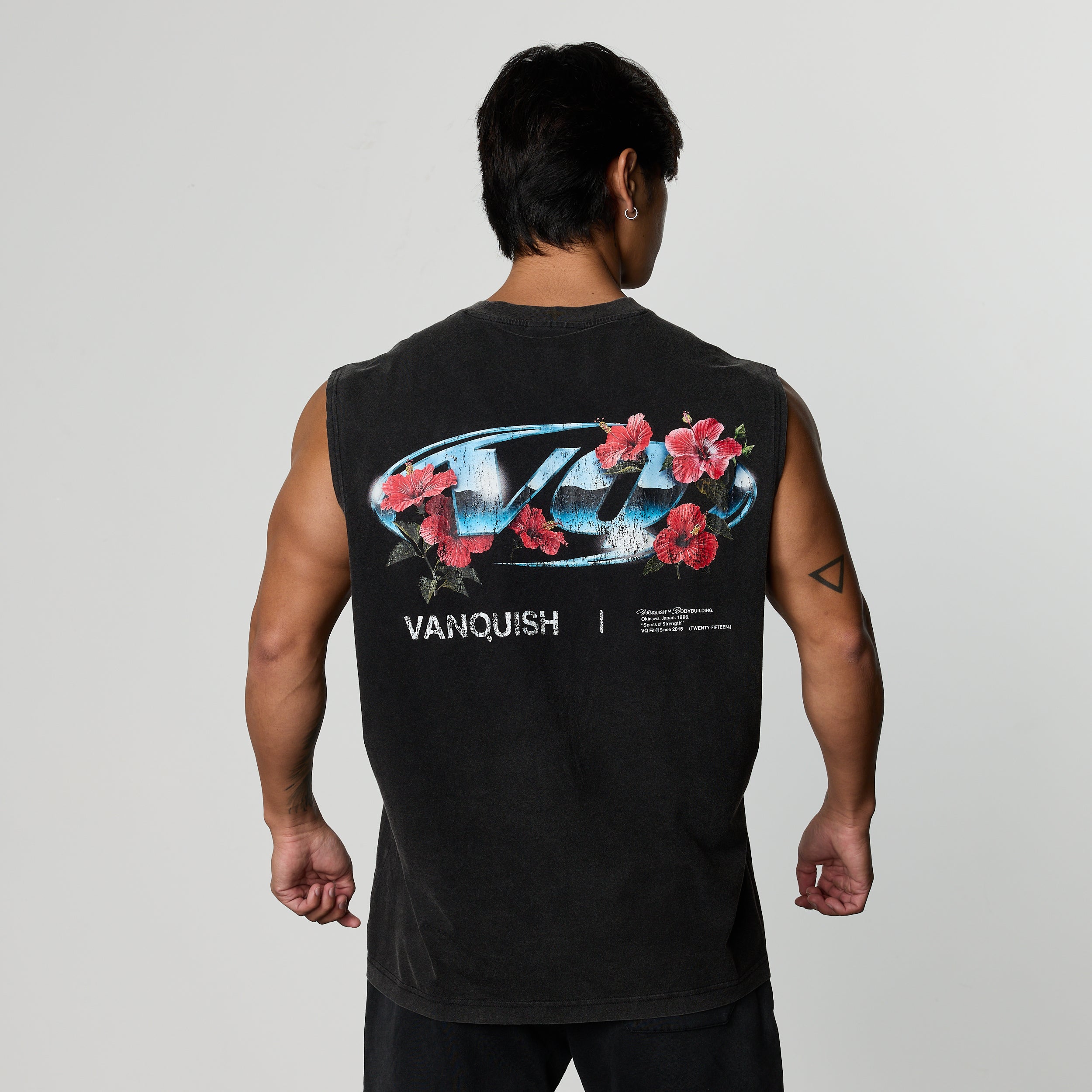 VQ x Shintaro Hibiscus Black Boxy Sleeveless T-Shirt