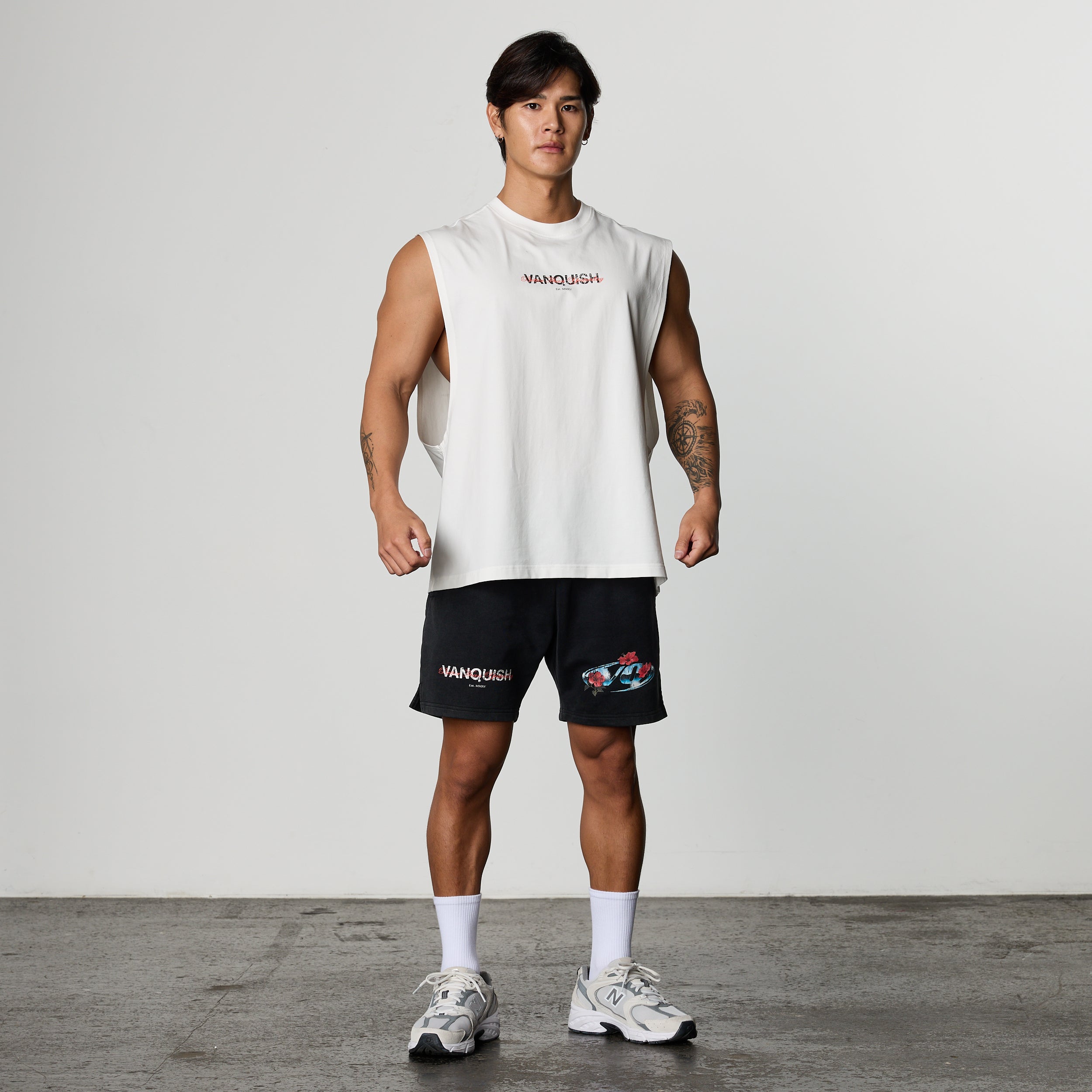 VQ x Shintaro Hibiscus White Boxy Sleeveless T-Shirt