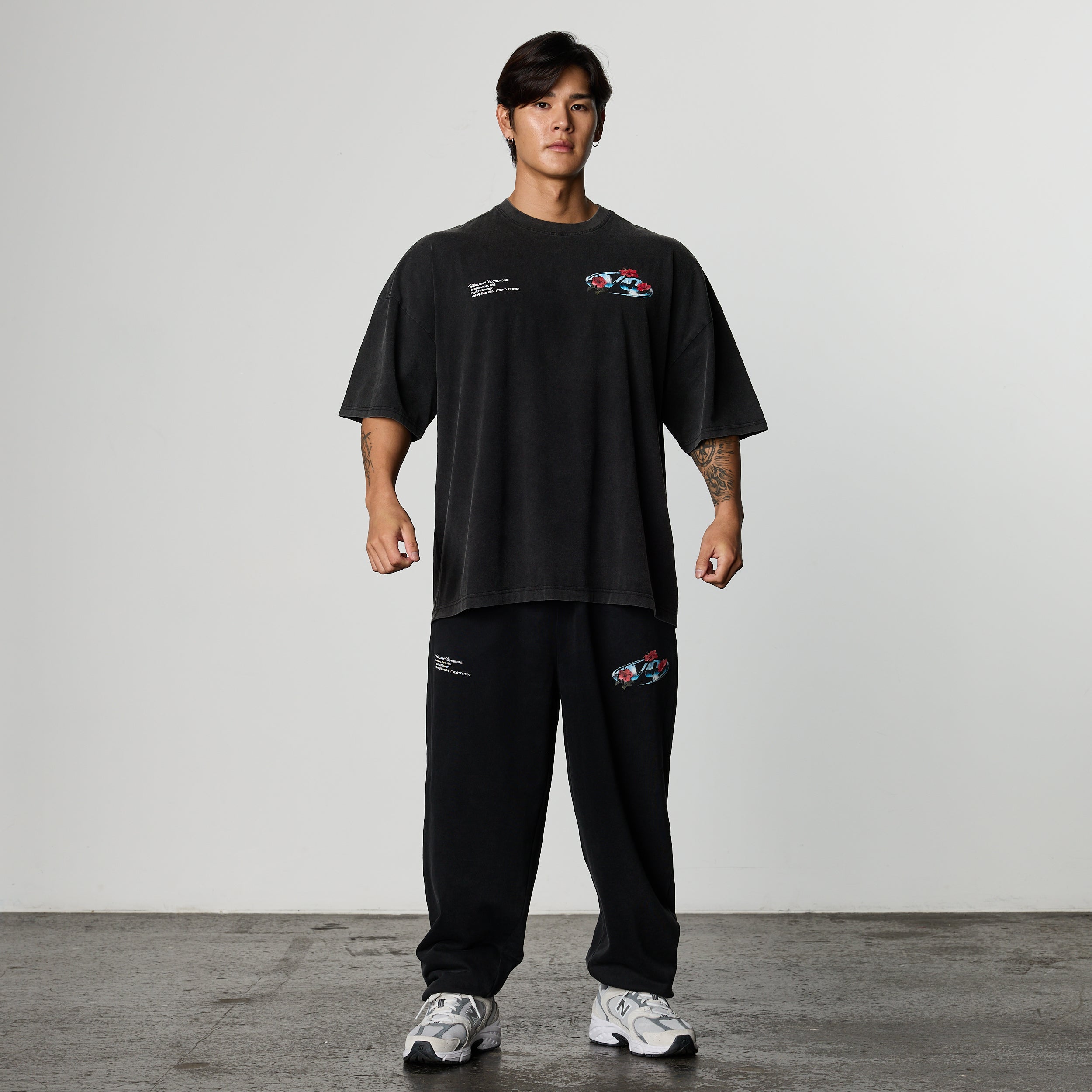 VQ x Shintaro Hibiscus Black Boxy Oversized T-Shirt