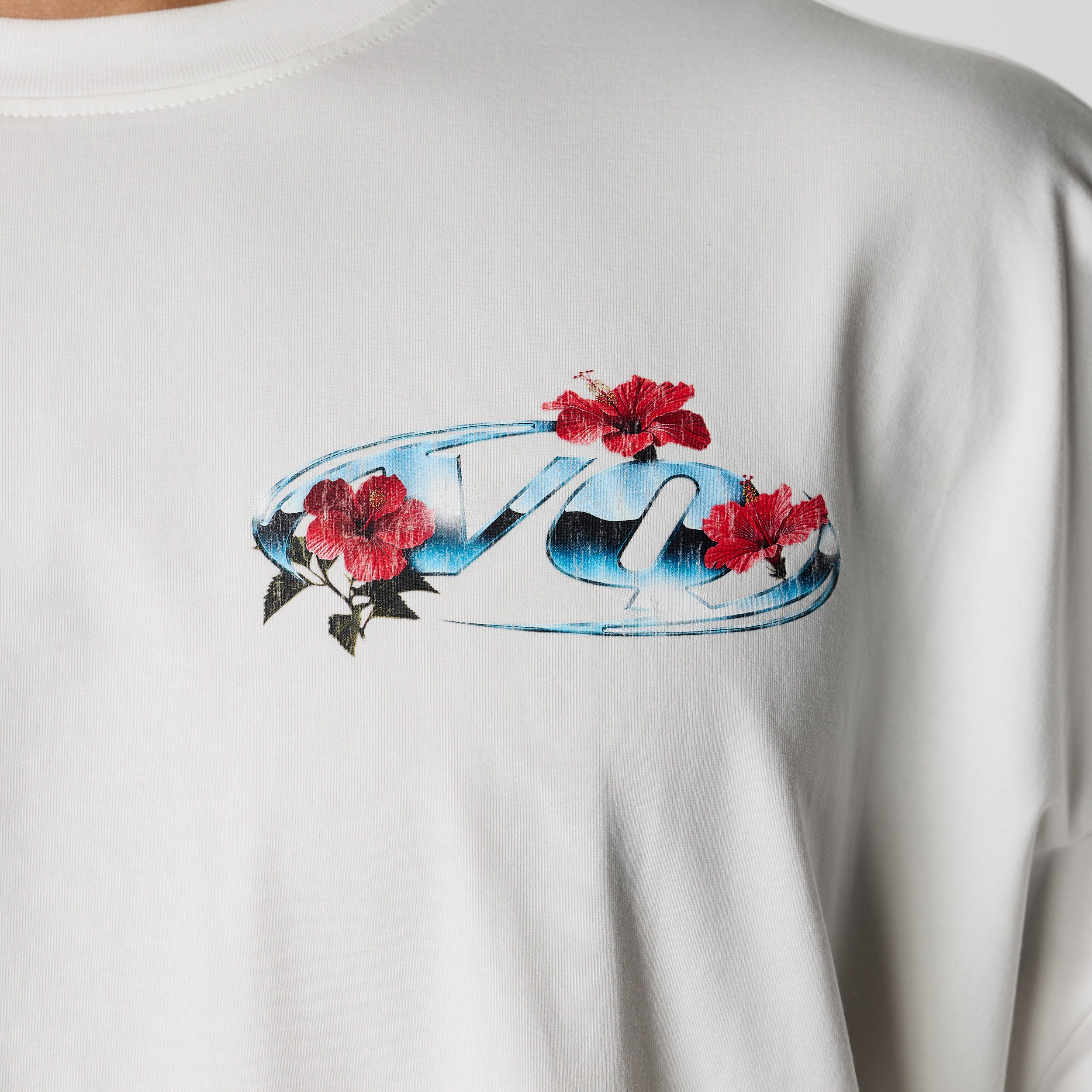 VQ x Shintaro Hibiscus White Boxy Oversized T-Shirt