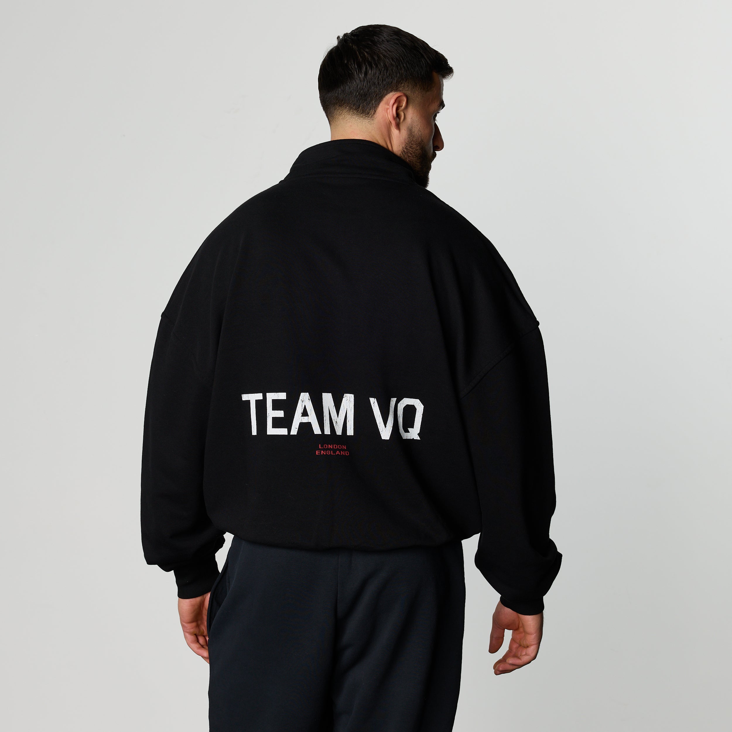 GOLDEN BOY BLACK OVERSIZED 1/4 ZIP SWEATER