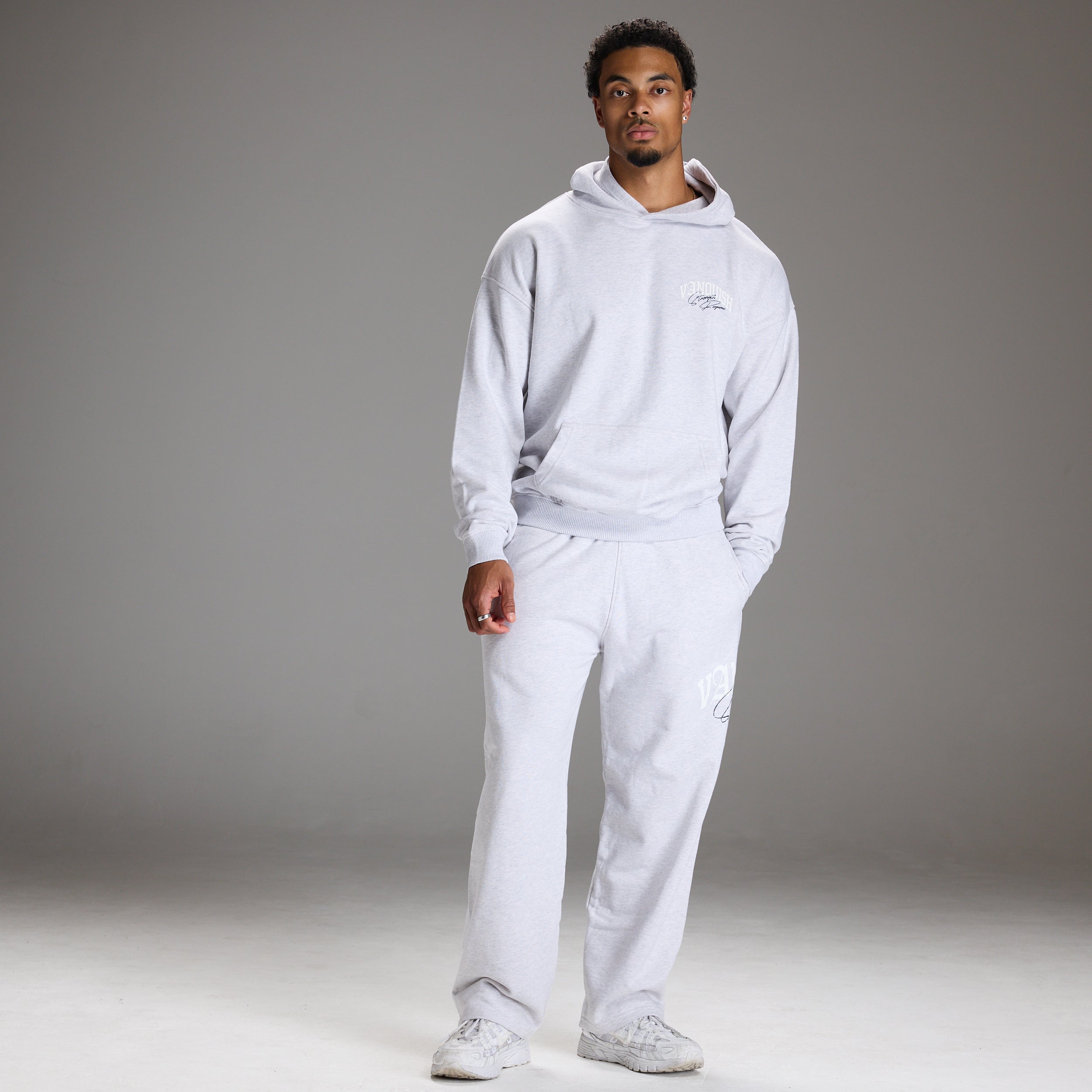 STRENGTH REGIME LIGHT GREY MARL OVERSIZED PULLOVER HOODIE