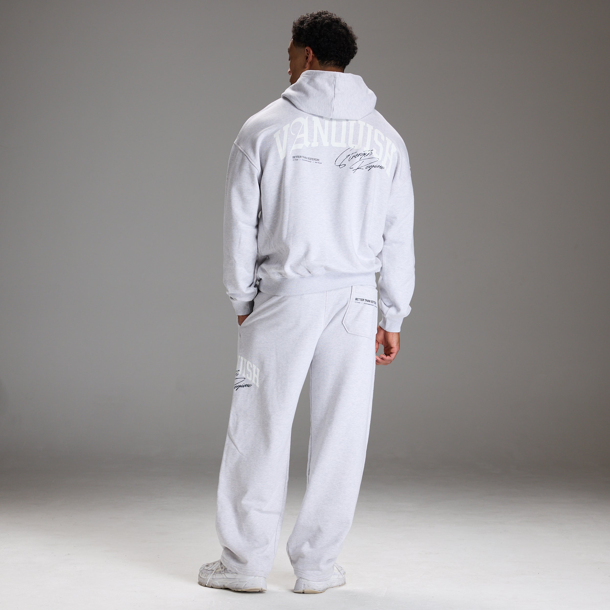 STRENGTH REGIME LIGHT GREY MARL OVERSIZED PULLOVER HOODIE