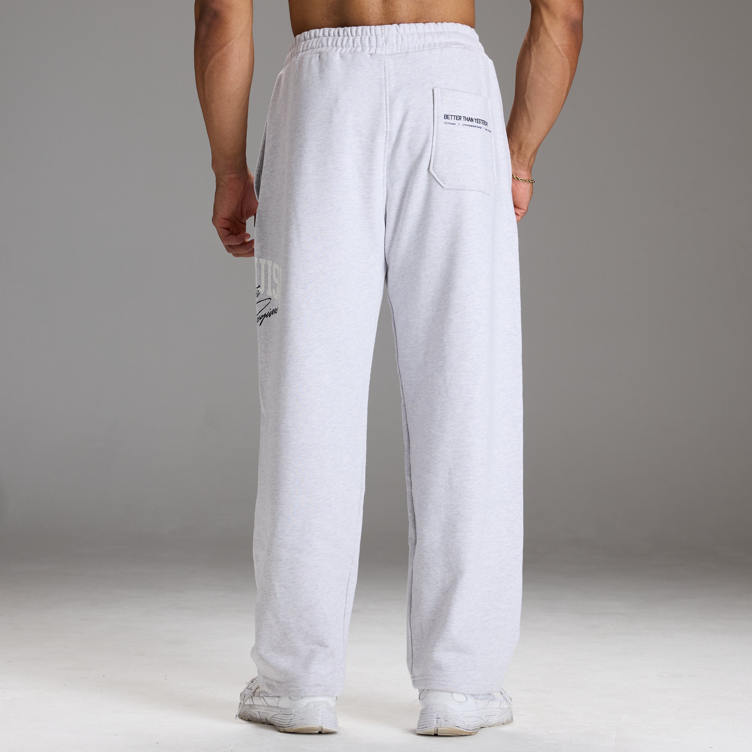STRENGTH REGIME LIGHT GREY MARL STRAIGHT LEG SWEATPANT