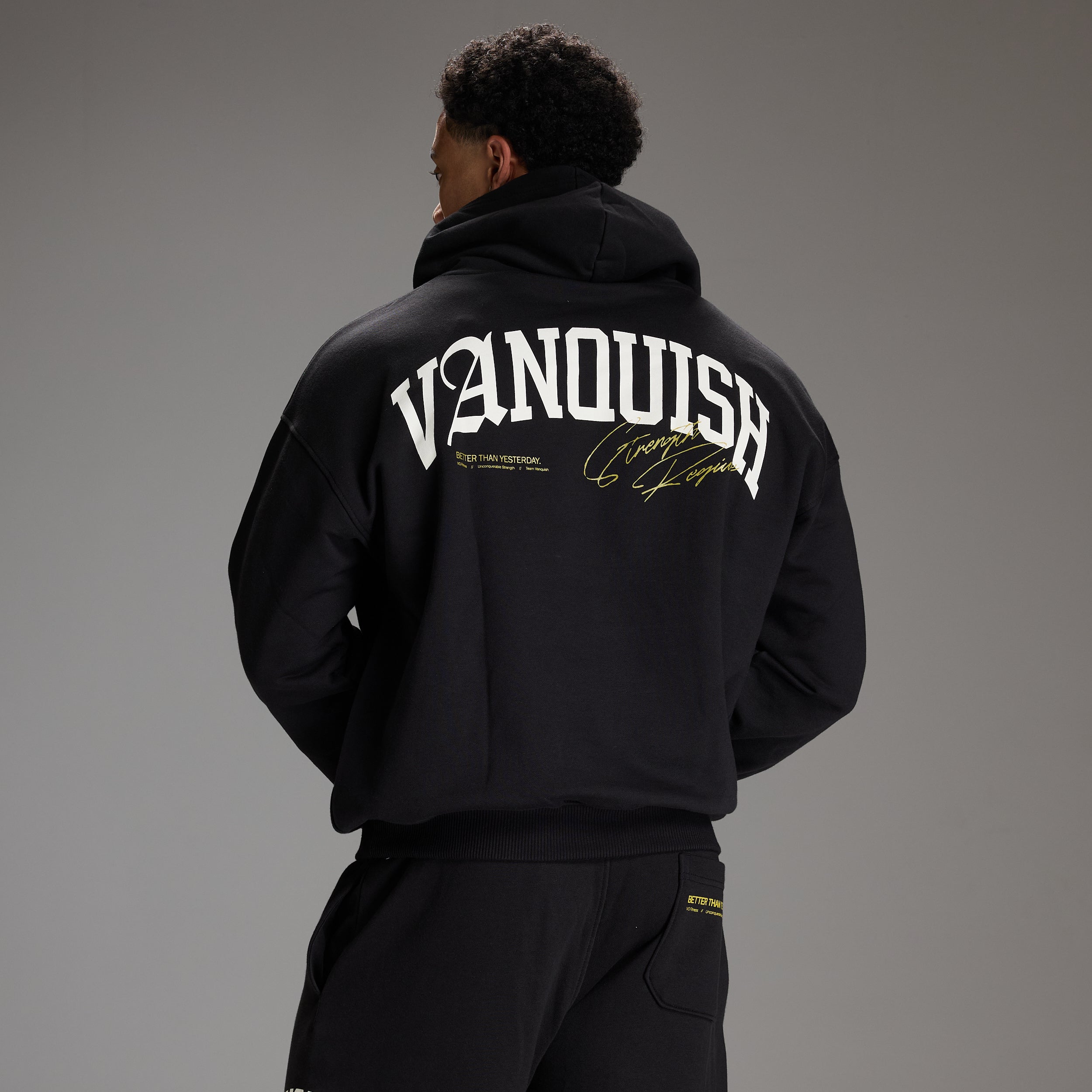 STRENGTH REGIME BLACK OVERSIZED PULLOVER HOODIE